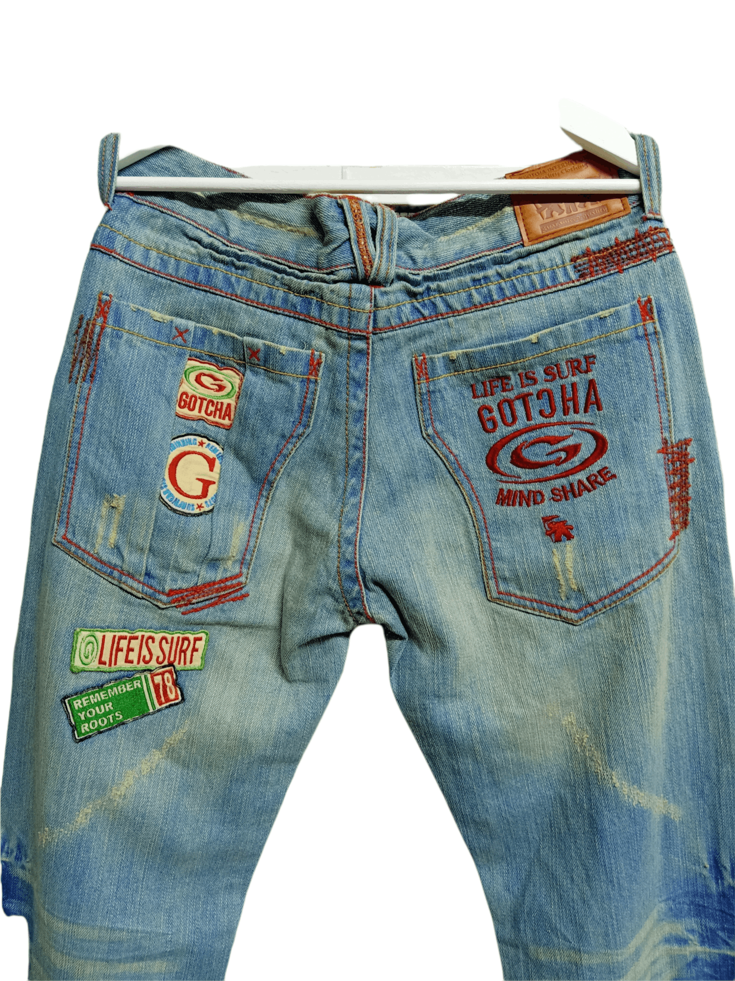 Gotcha Vintage Gotcha Surf Distressed Patches Jeans Size US 33 - 9 Thumbnail