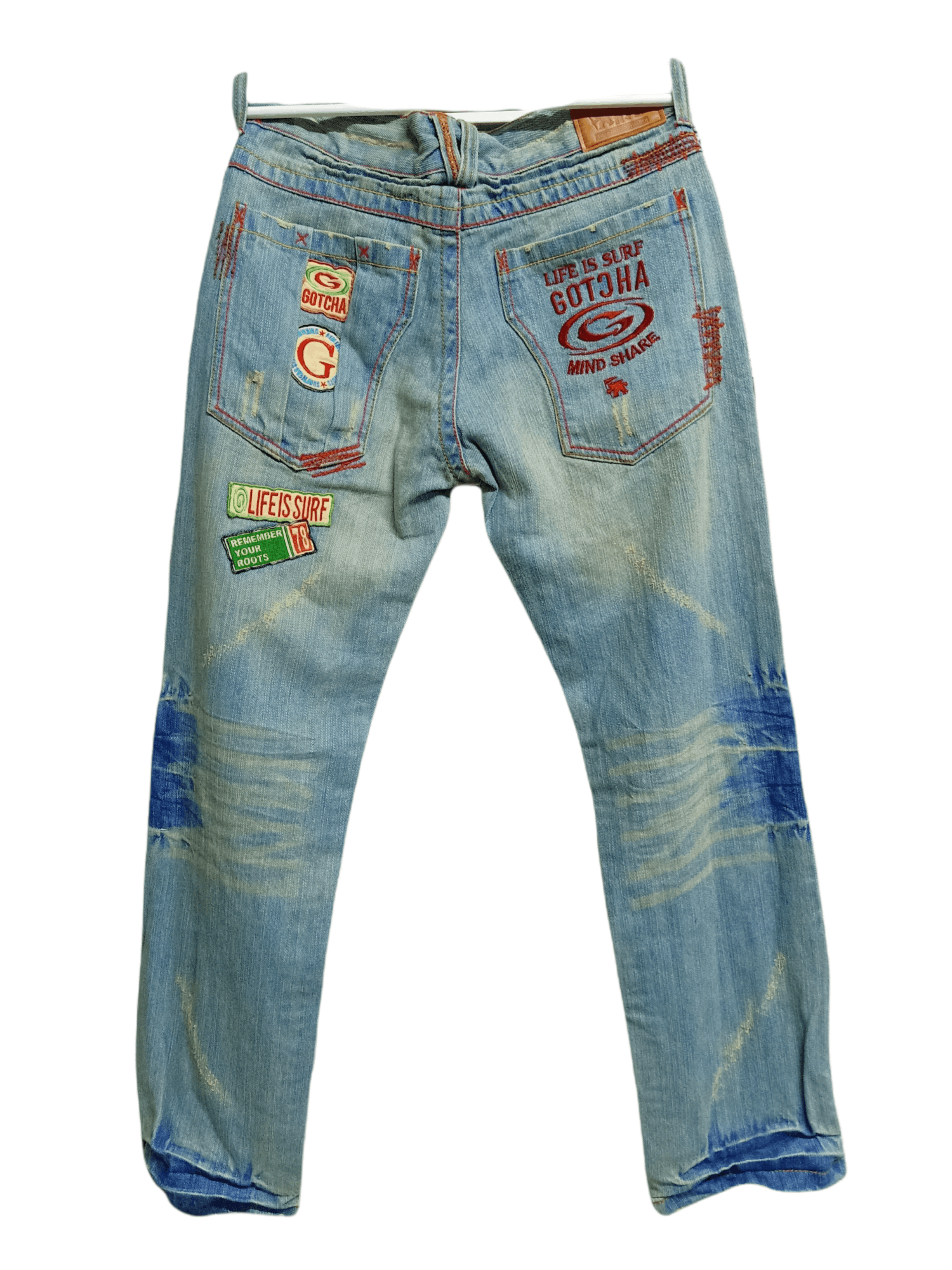 Gotcha Vintage Gotcha Surf Distressed Patches Jeans Size US 33 - 5 Thumbnail