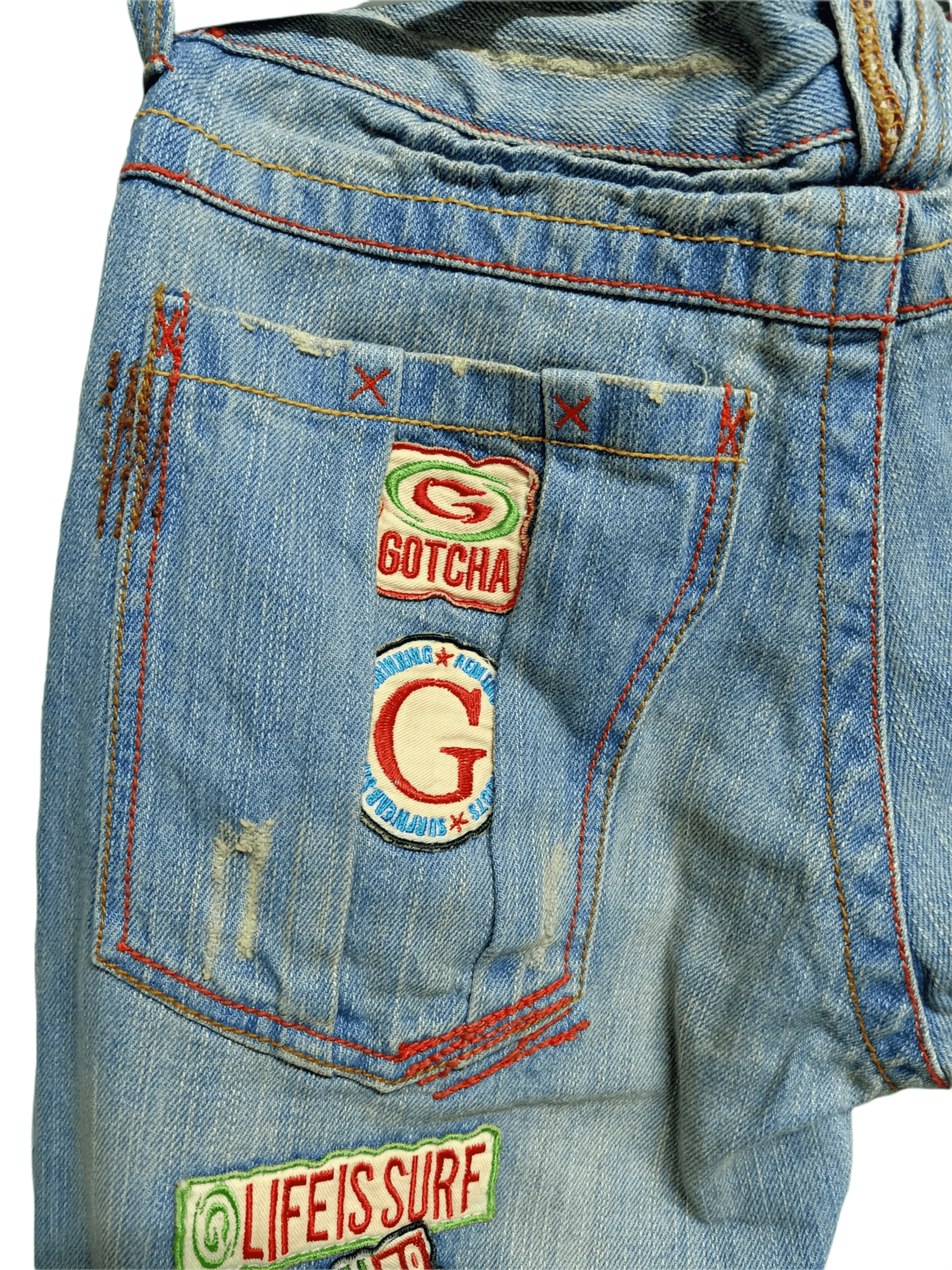 Gotcha Vintage Gotcha Surf Distressed Patches Jeans Size US 33 - 8 Thumbnail