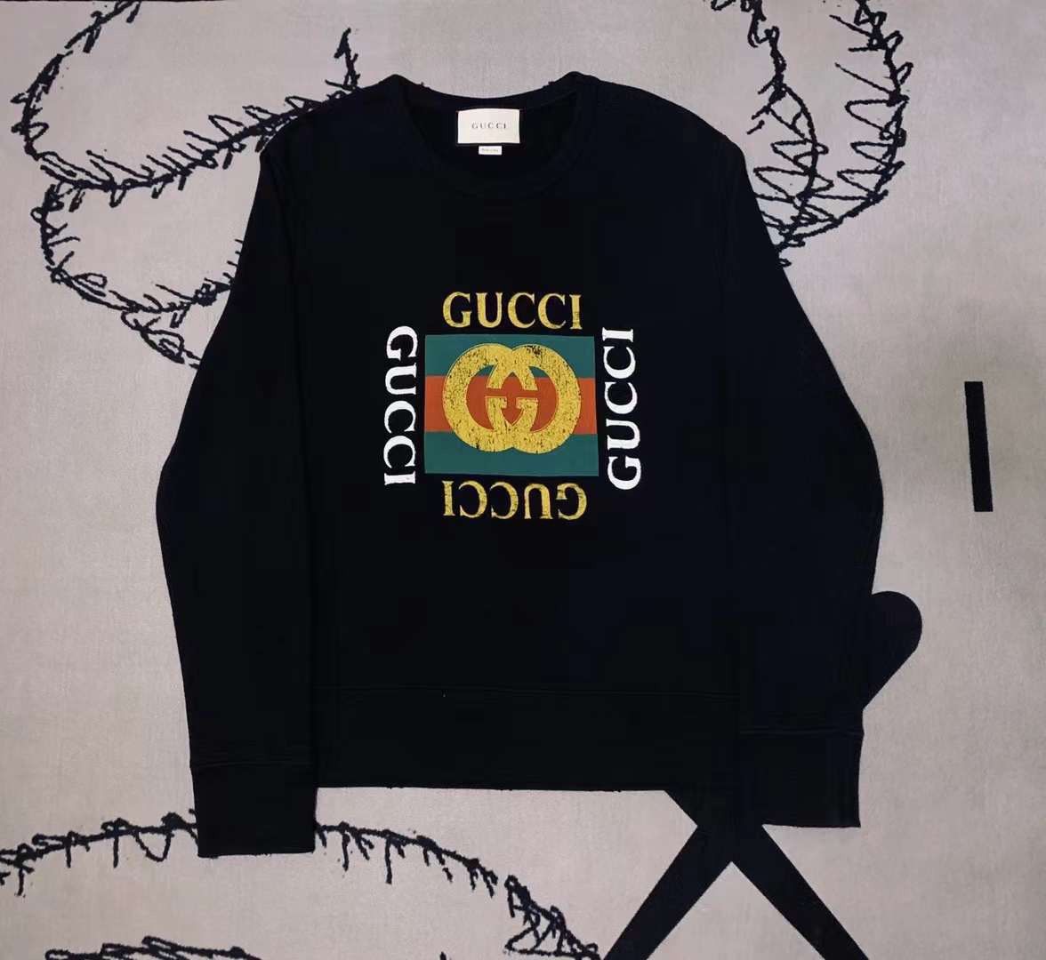 Image of Gucci Box Logo Printed Sweater in Black, Men's (Size Small)