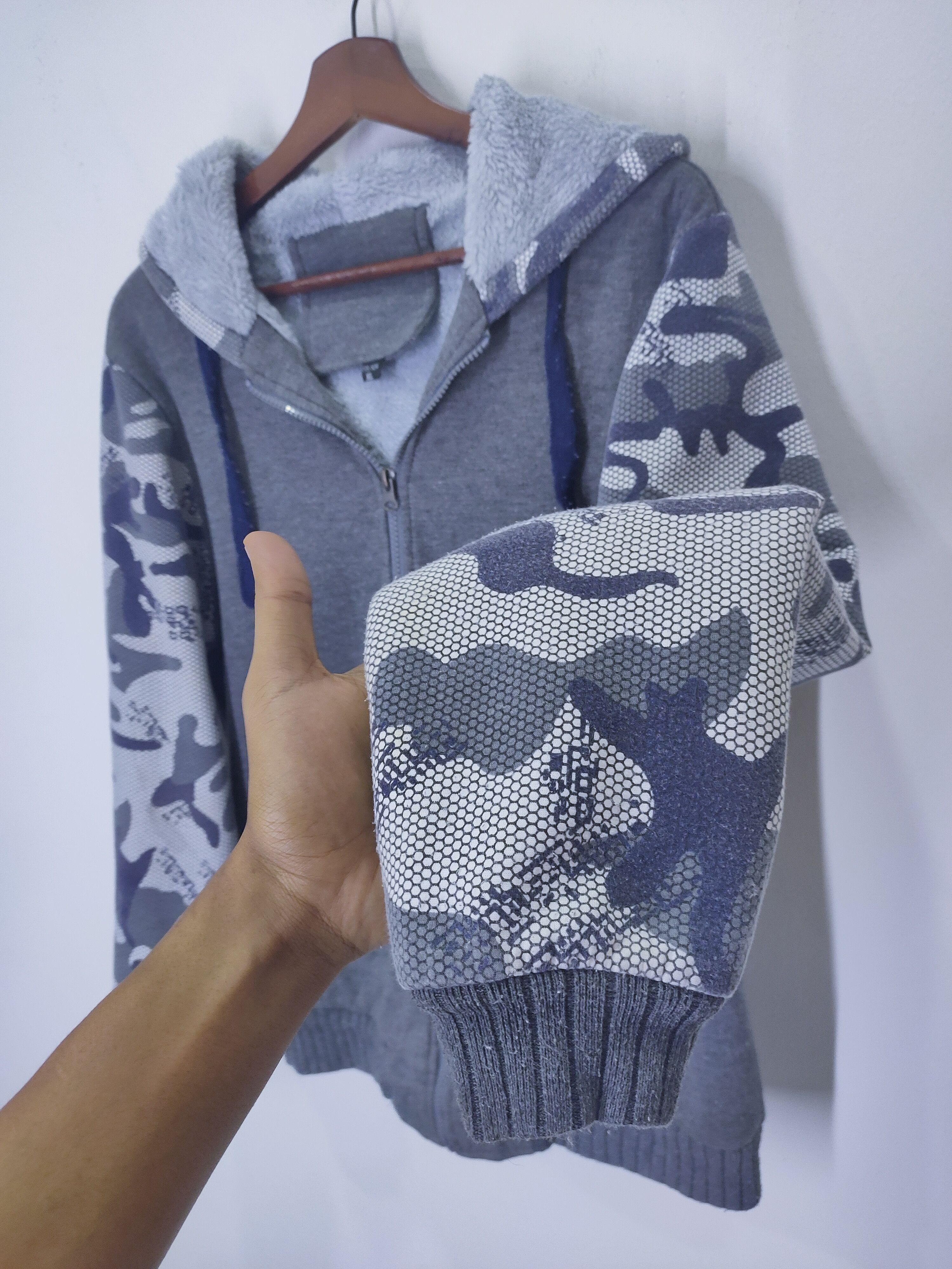 Other CAMO Net Zippe Sherpa Fleece Varsity Jacket Pullover Hoodie Size US L / EU 52-54 / 3 - 6 Thumbnail