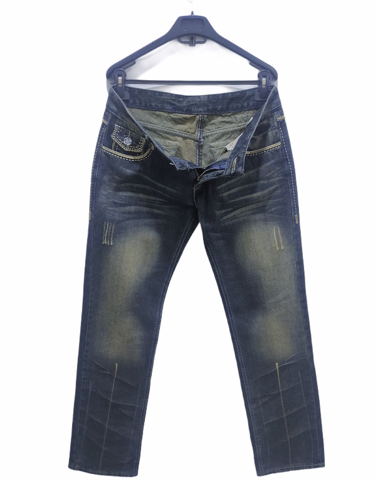 Japanese Brand × Seditionaries Rare Stone Wash Handcraft Art Embroidery Stitch Denim Jeans Size US 32 / EU 48 - 3 Thumbnail