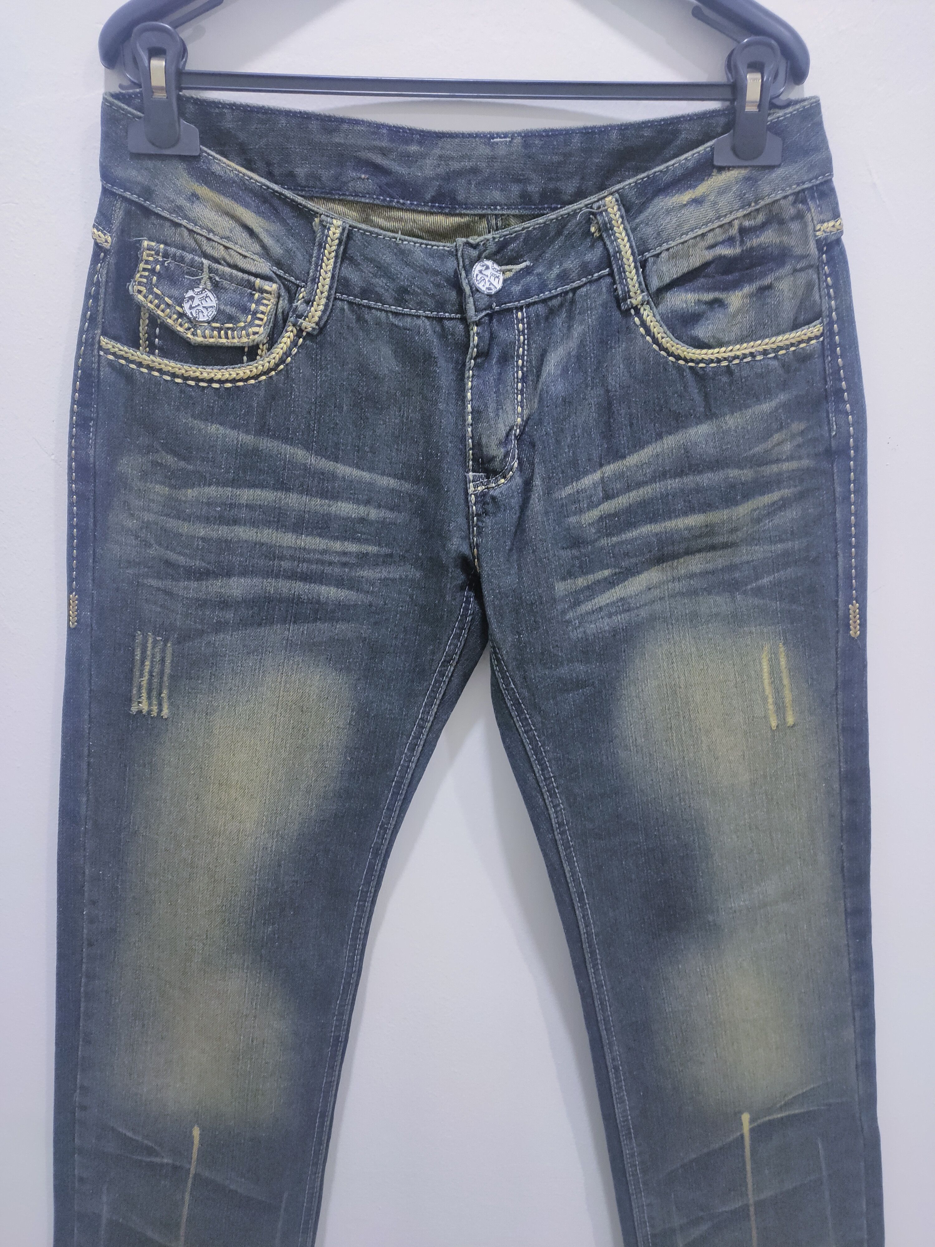 Japanese Brand × Seditionaries Rare Stone Wash Handcraft Art Embroidery Stitch Denim Jeans Size US 32 / EU 48 - 4 Thumbnail