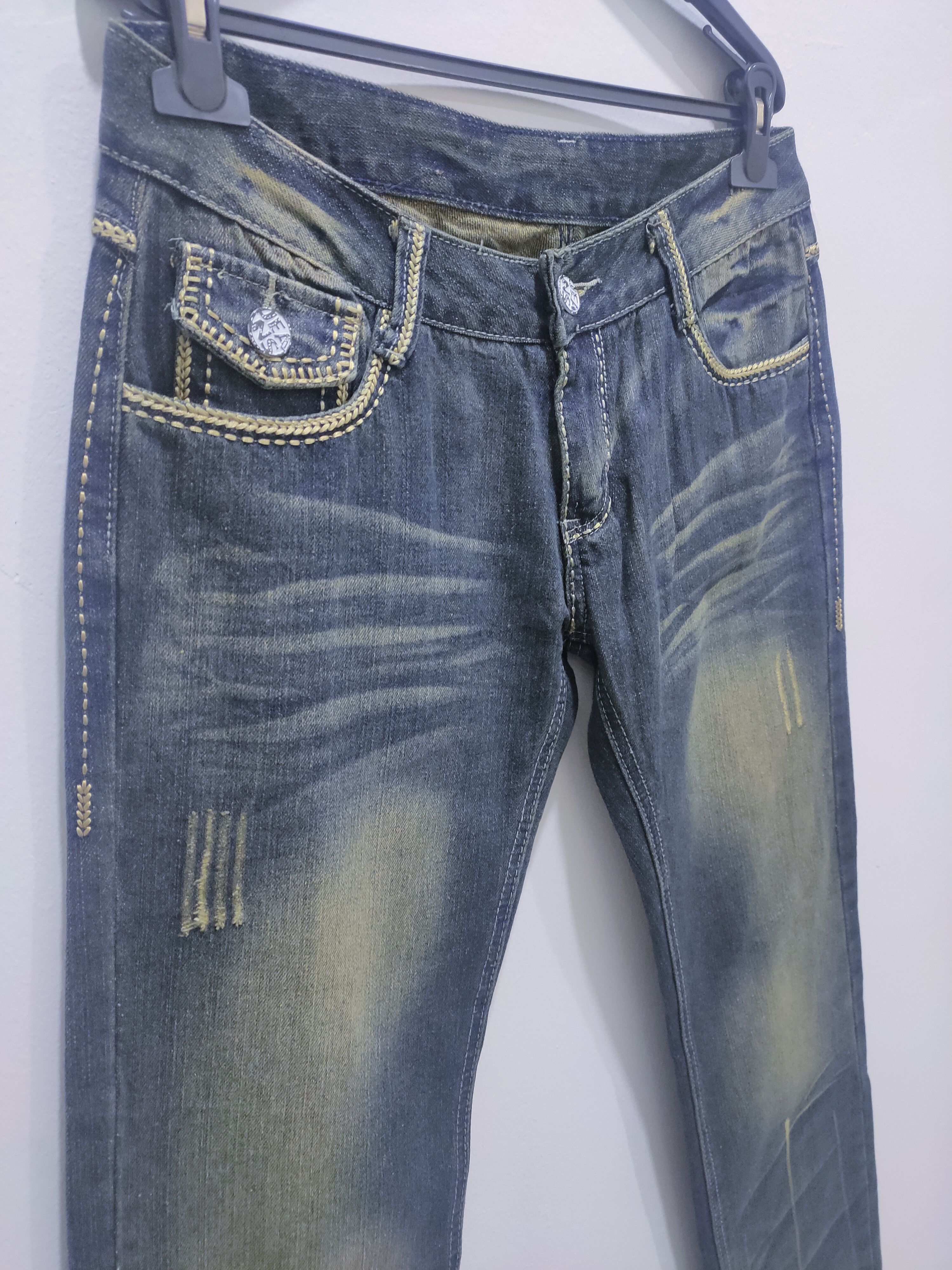 Japanese Brand × Seditionaries Rare Stone Wash Handcraft Art Embroidery Stitch Denim Jeans Size US 32 / EU 48 - 6 Thumbnail