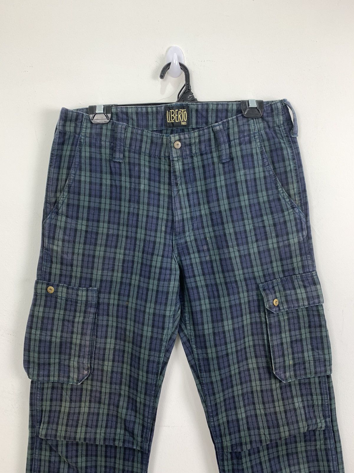 LIBERTO PARIS Tartan Baggy Punk Streetwear Denim Cargo Pant