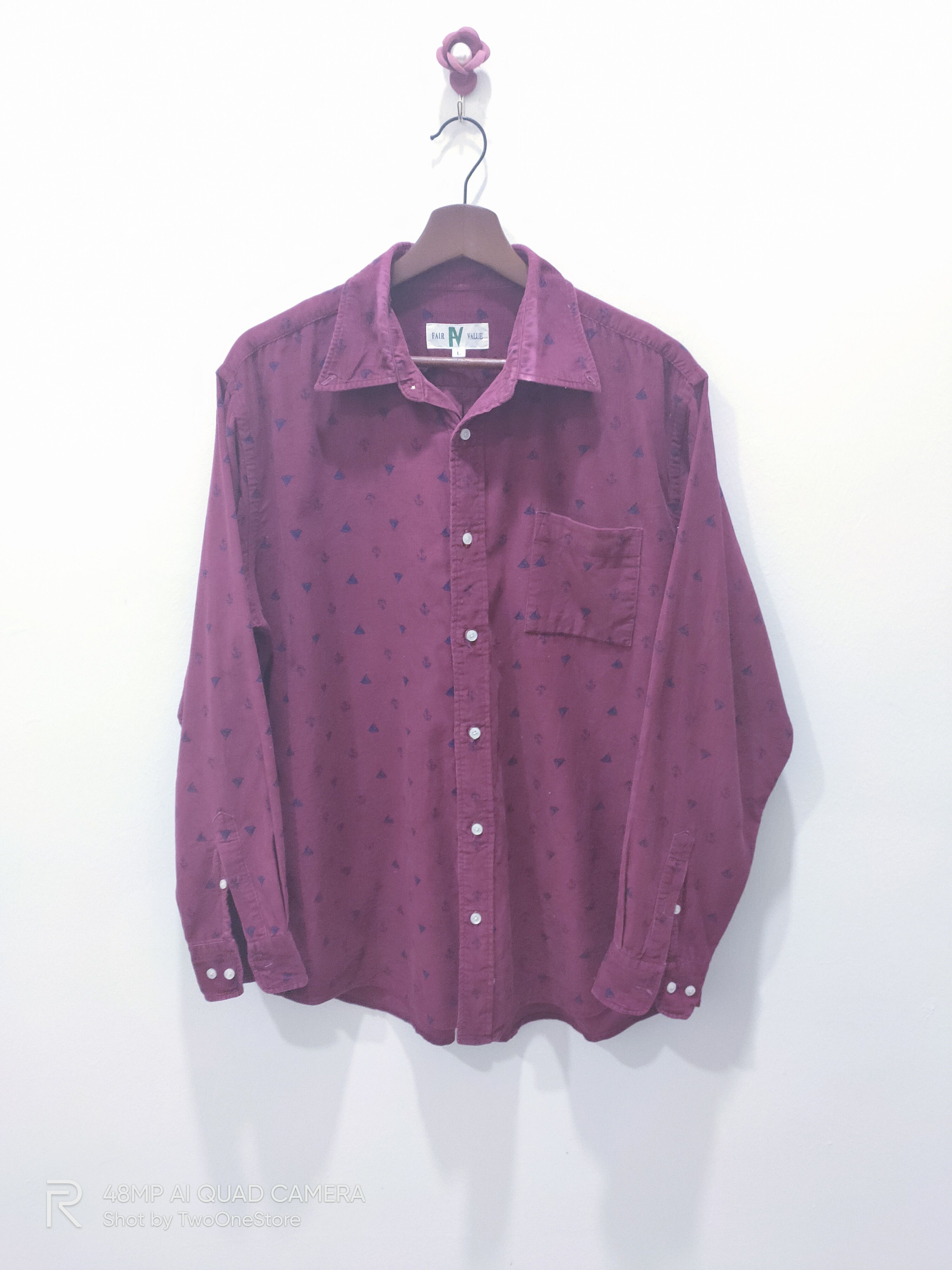 Flannel × Velvet Vintage FAIR VALUE Fullprint Monogram Corduroy Velvet Shirt Size US L / EU 52-54 / 3 - 1 Thumbnail