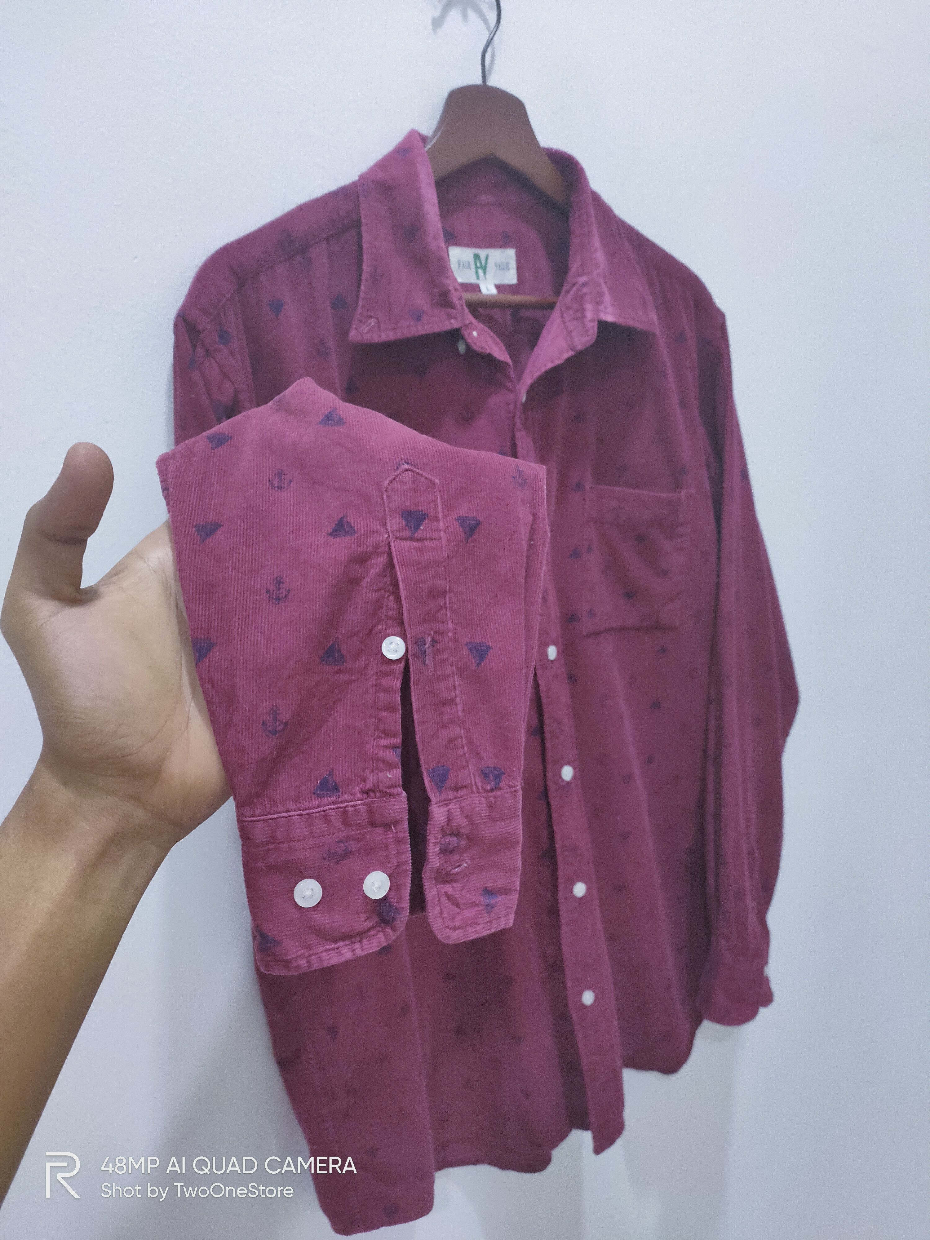Flannel × Velvet Vintage FAIR VALUE Fullprint Monogram Corduroy Velvet Shirt Size US L / EU 52-54 / 3 - 3 Thumbnail