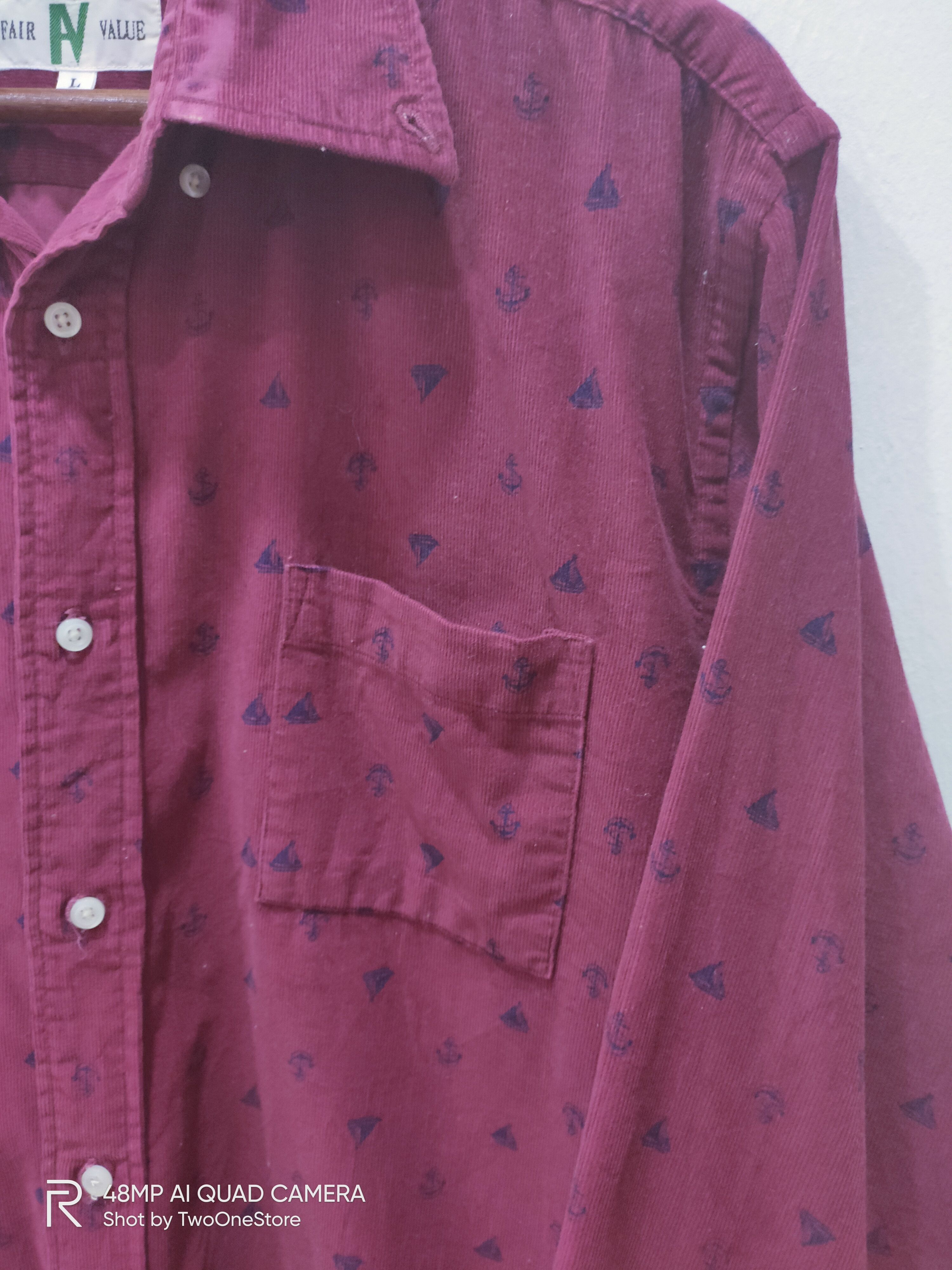 Flannel × Velvet Vintage FAIR VALUE Fullprint Monogram Corduroy Velvet Shirt Size US L / EU 52-54 / 3 - 5 Thumbnail