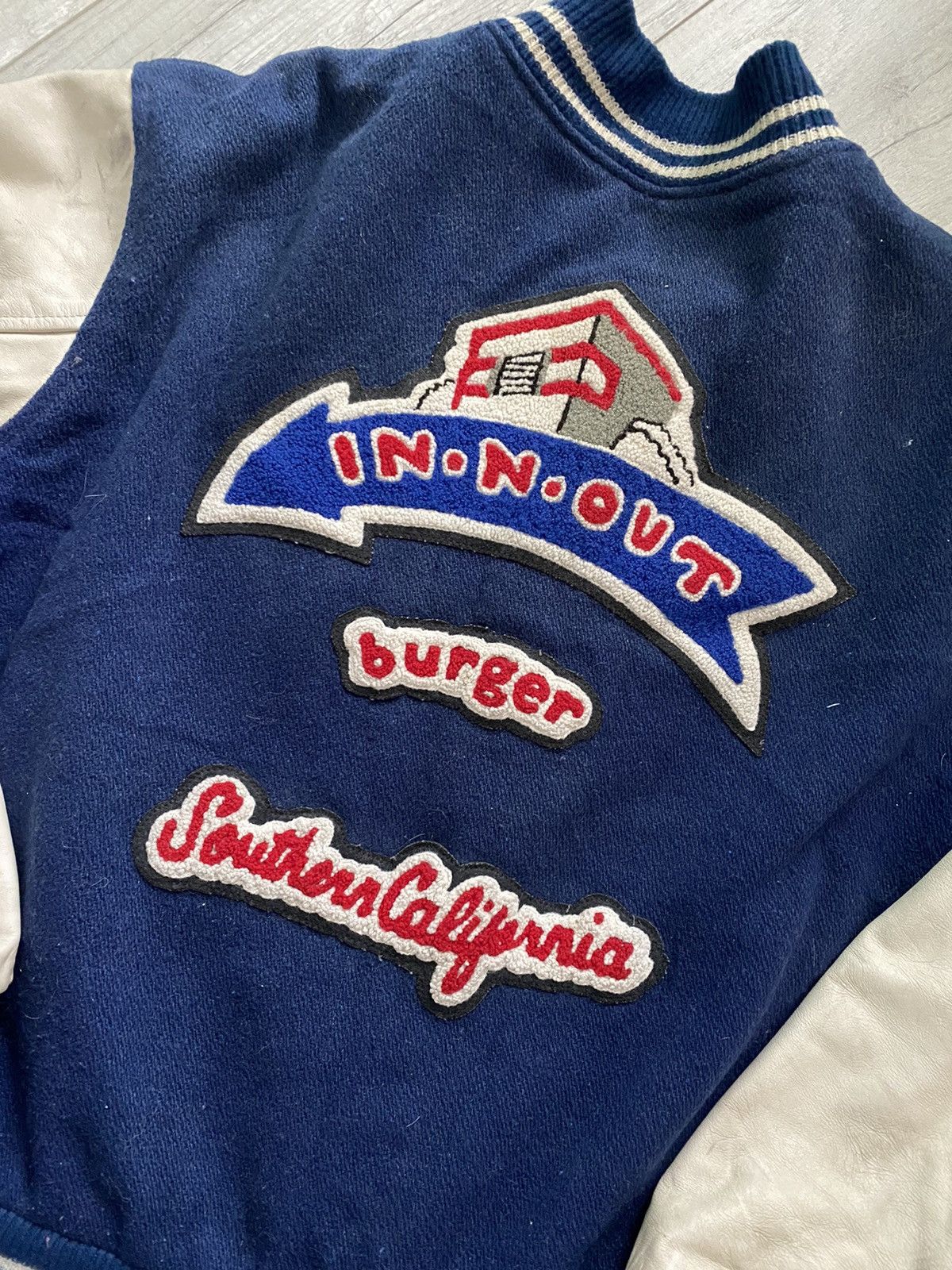 Vintage Vintage In & Out Burger Letterman Varsity Jacket made in USA Size US XL / EU 56 / 4 - 3 Thumbnail