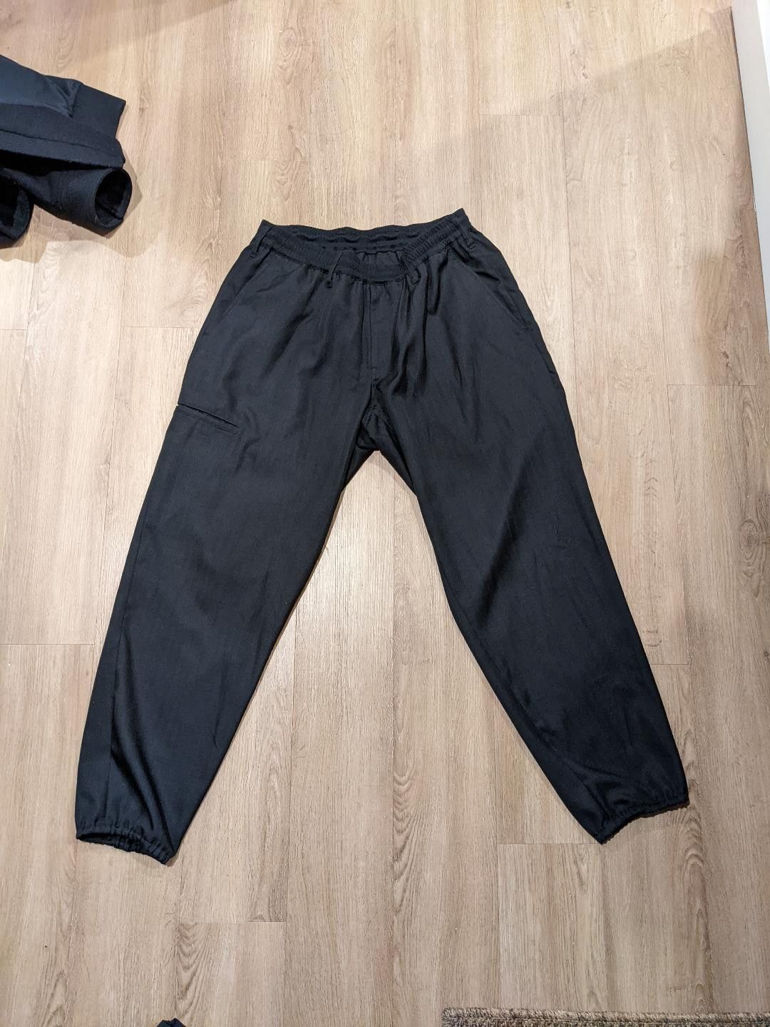 image of Yohji Yamamoto Yohji Black Plastic Cord Lounge Pants 2018, Men's (Size 32)