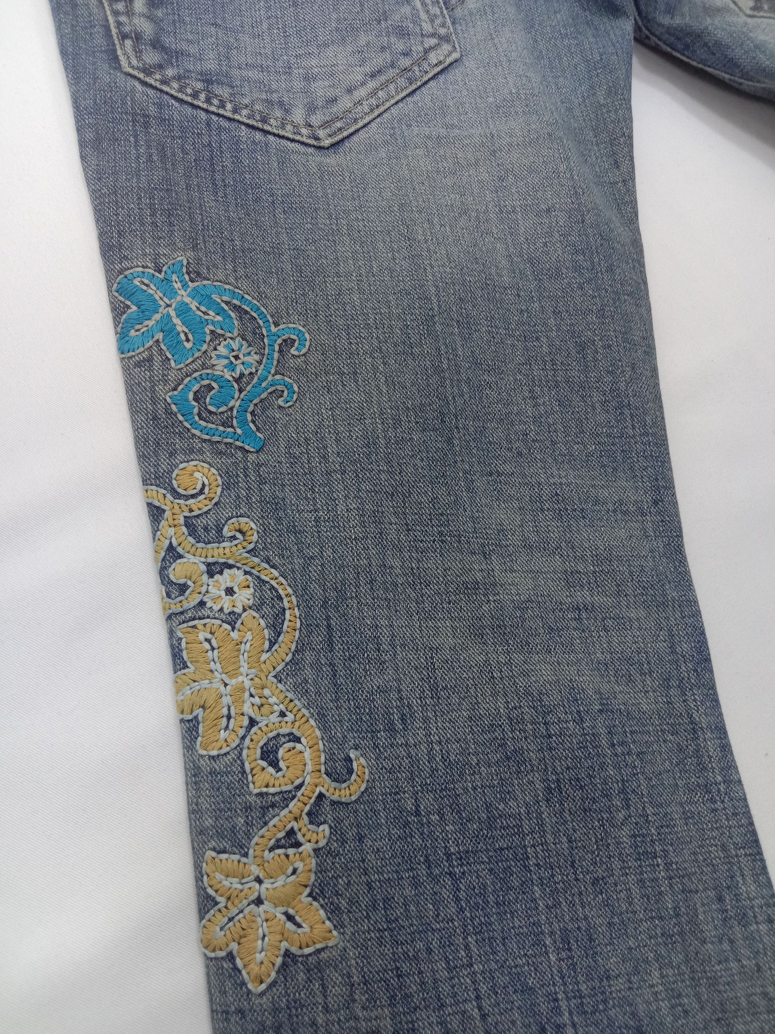 Japanese Brand Vintage Art Embroidery Butterfly Jeans Size US 32 / EU 48 - 14 Thumbnail