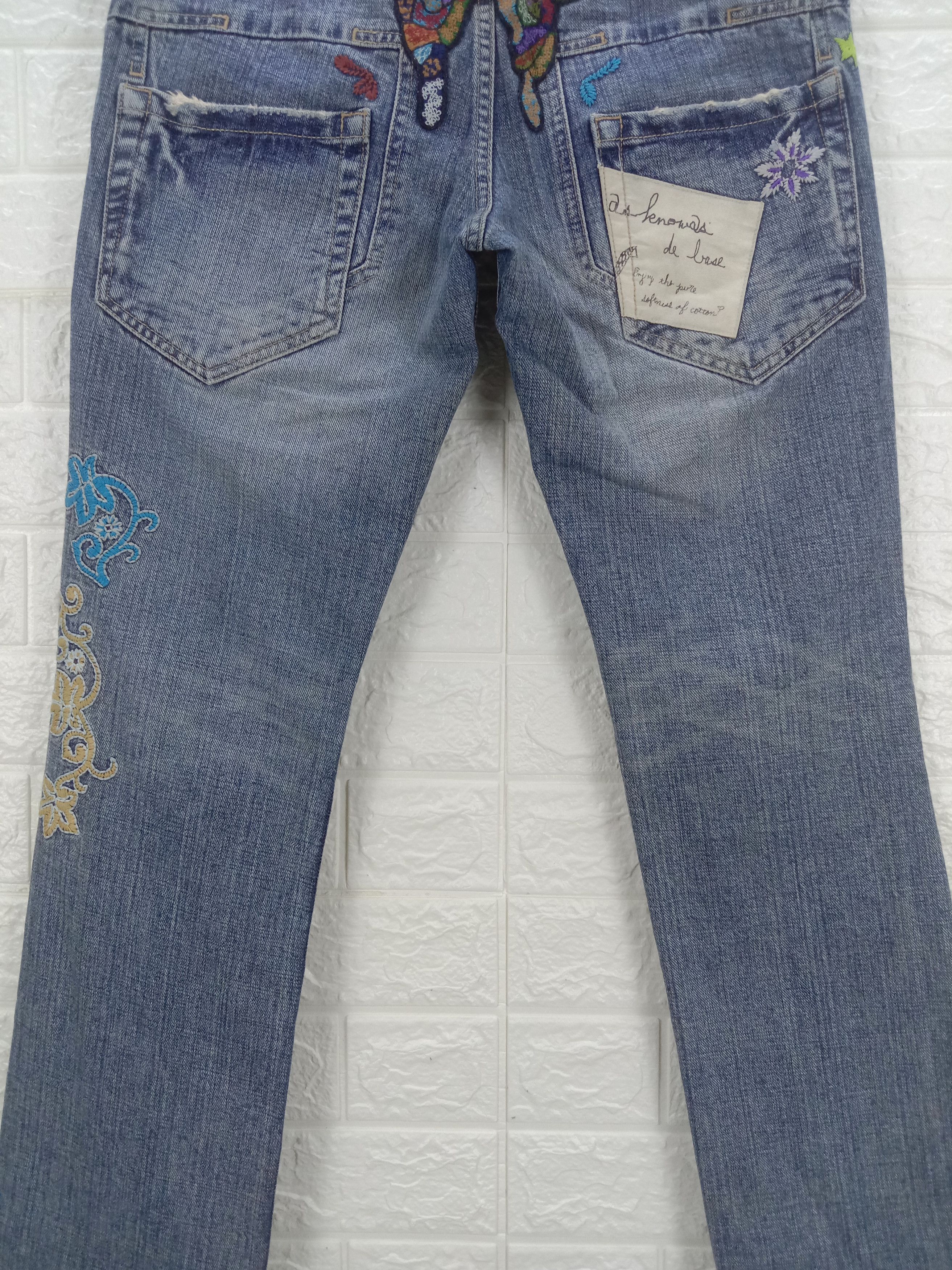 Japanese Brand Vintage Art Embroidery Butterfly Jeans Size US 32 / EU 48 - 3 Thumbnail
