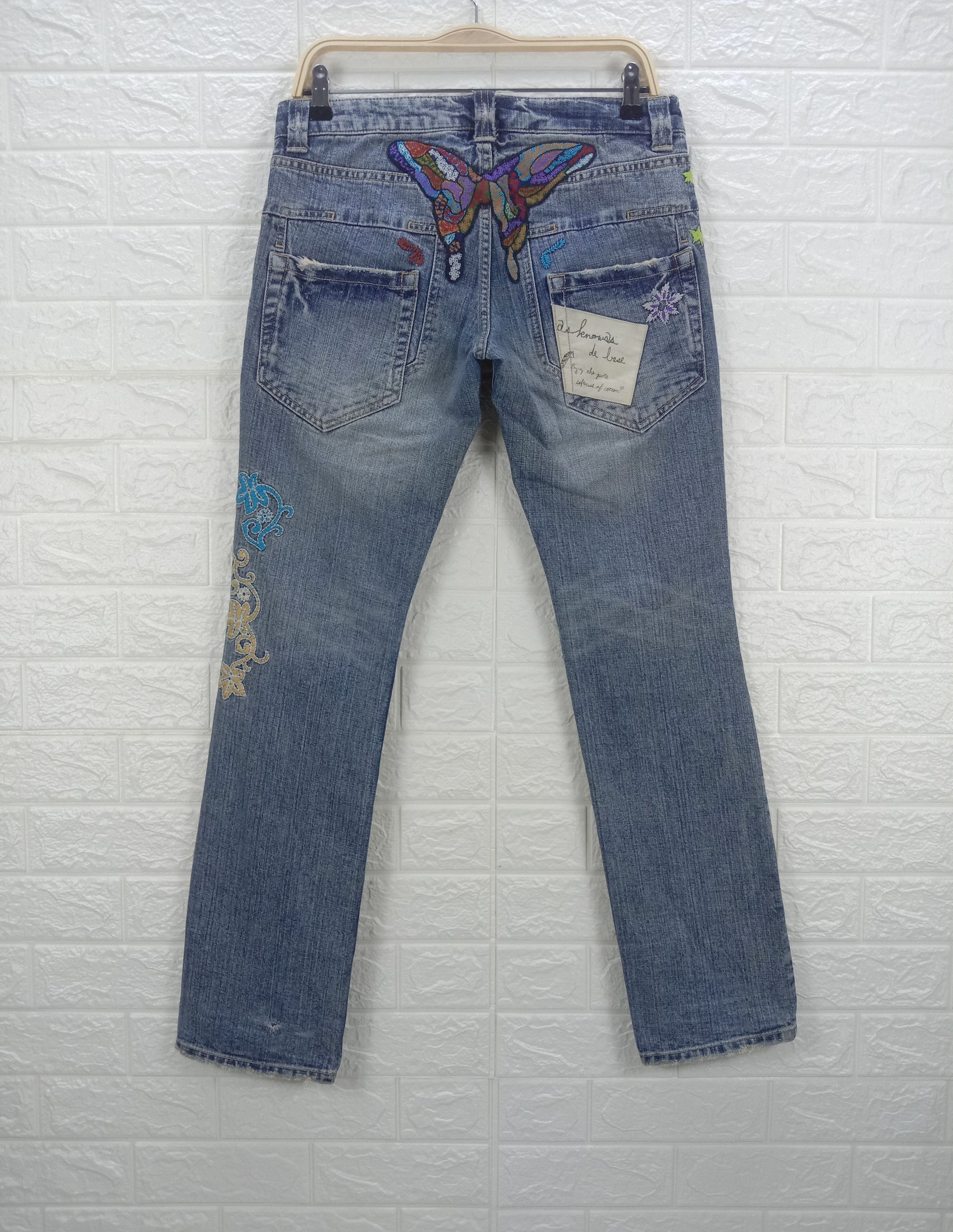 image of Archival Clothing x Art Vintage Art Embroidery Butterfly Jeans in Blue, Men's (Size 32)