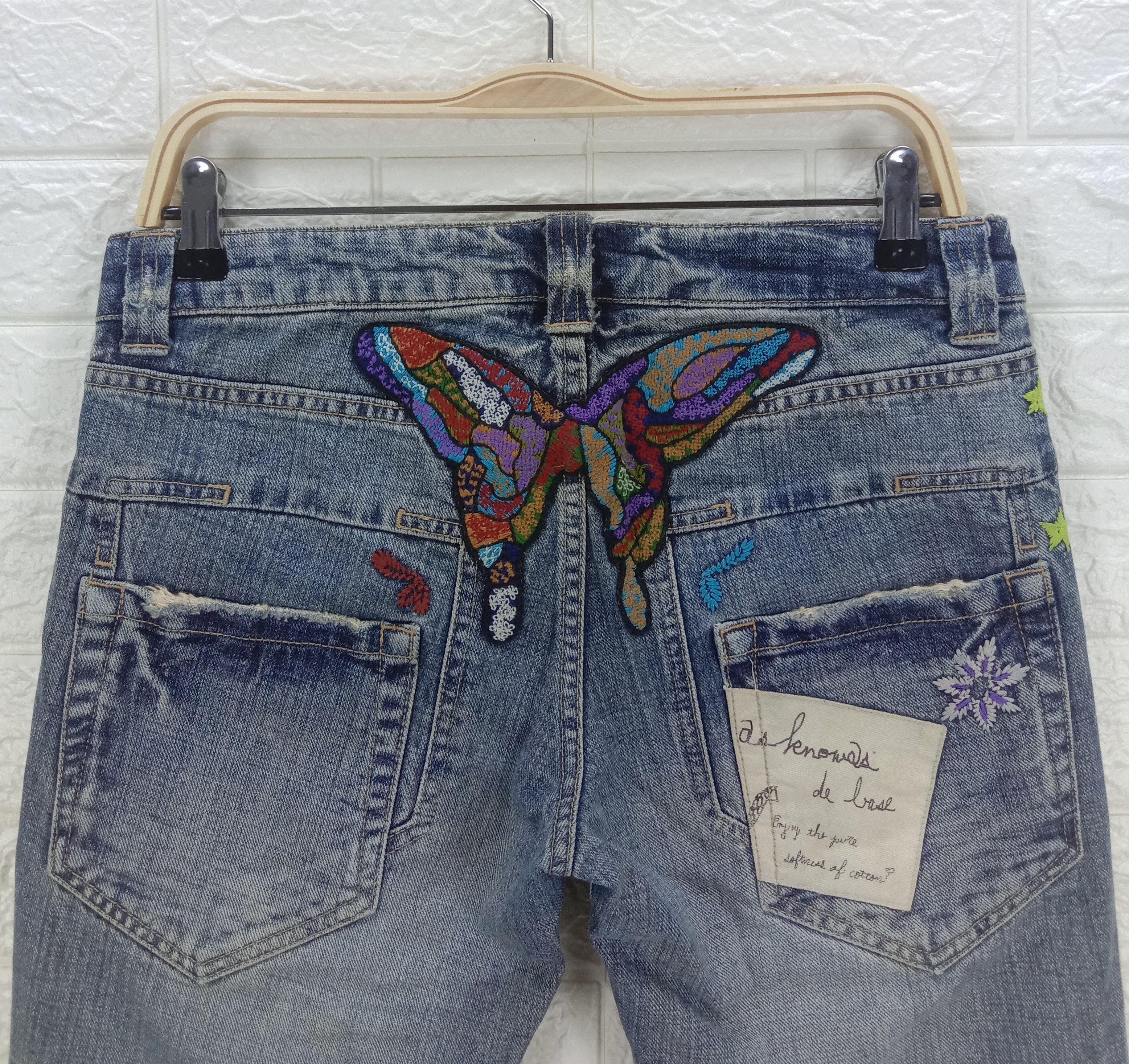 Japanese Brand Vintage Art Embroidery Butterfly Jeans Size US 32 / EU 48 - 2 Thumbnail