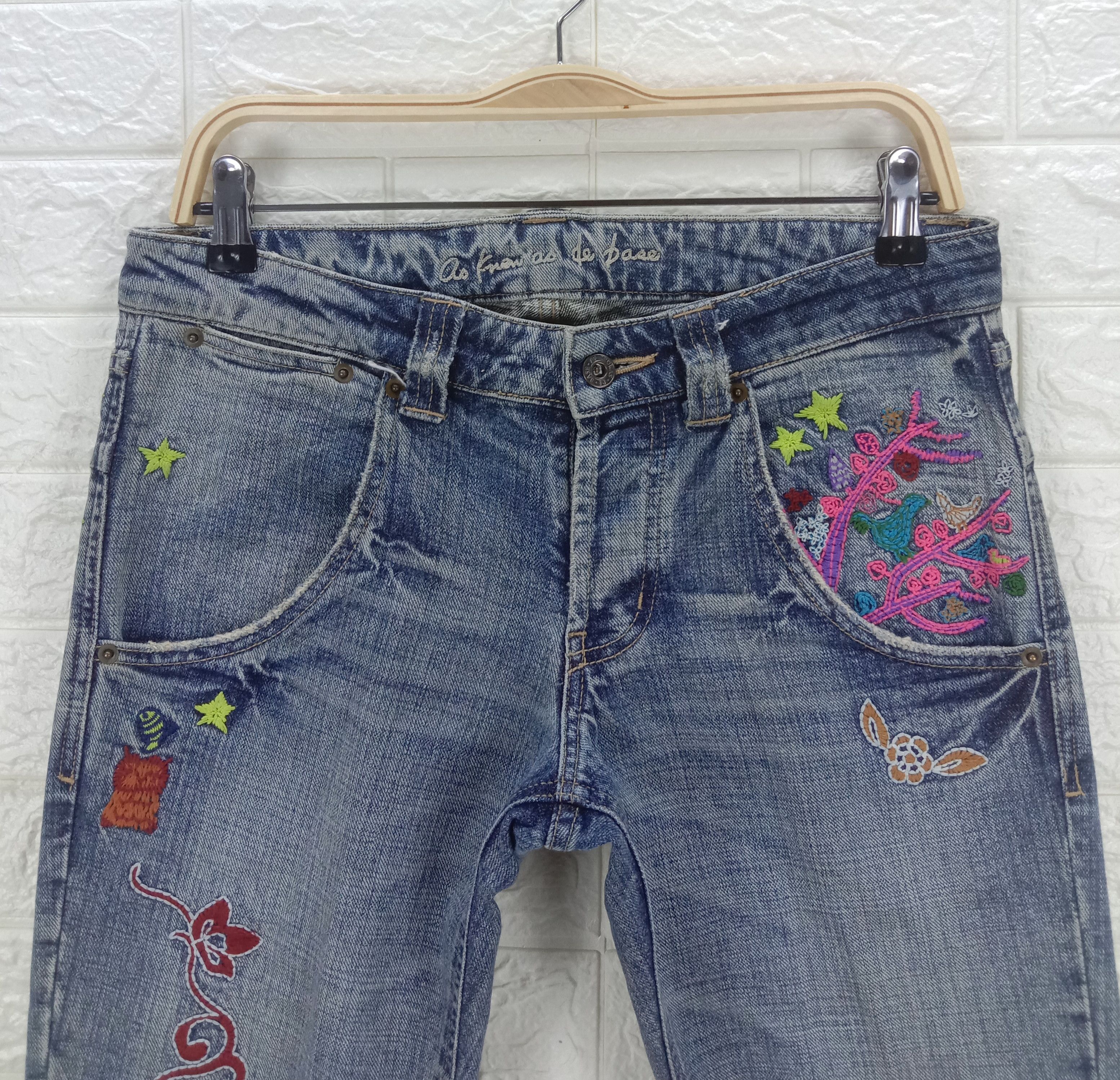 Japanese Brand Vintage Art Embroidery Butterfly Jeans Size US 32 / EU 48 - 6 Thumbnail