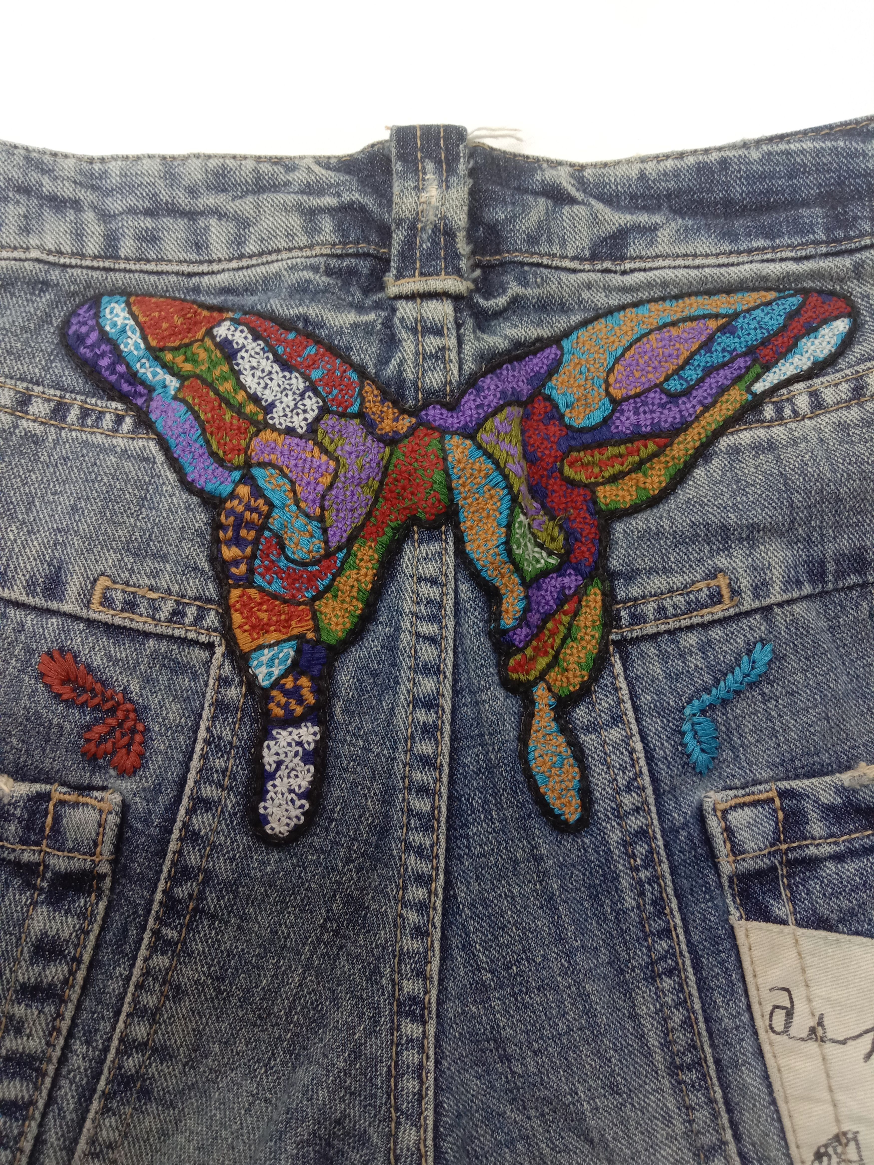 Japanese Brand Vintage Art Embroidery Butterfly Jeans Size US 32 / EU 48 - 10 Thumbnail