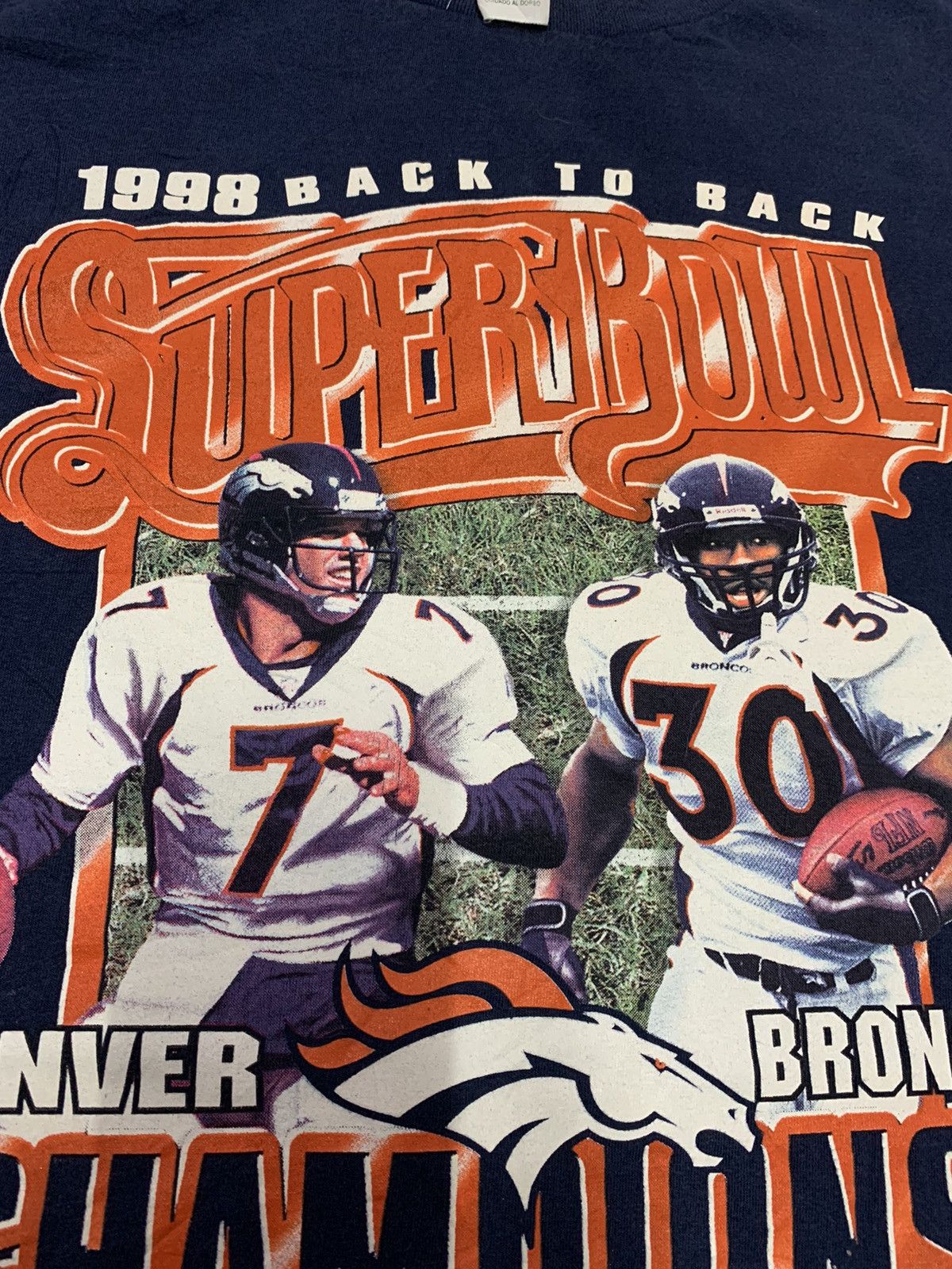 NFL Vintage 1998 Back 2 Back Super Bowl Denver Broncos Tshirt Size US XL / EU 56 / 4 - 3 Thumbnail