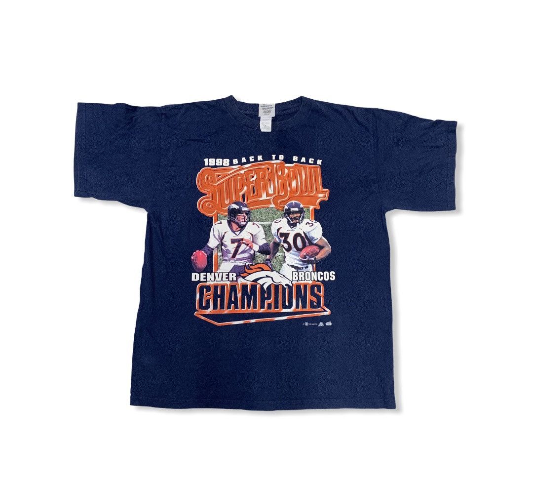 NFL Vintage 1998 Back 2 Back Super Bowl Denver Broncos Tshirt Size US XL / EU 56 / 4 - 1 Thumbnail