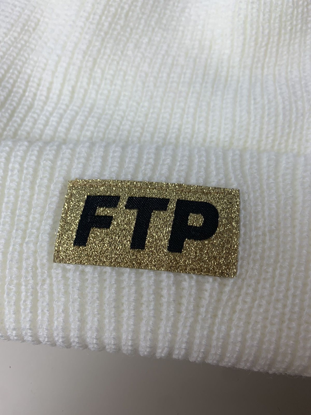 Fuck The Population FTP 10 Year Gold Patch Embroidered Beanie Hat White Size ONE SIZE - 2 Thumbnail