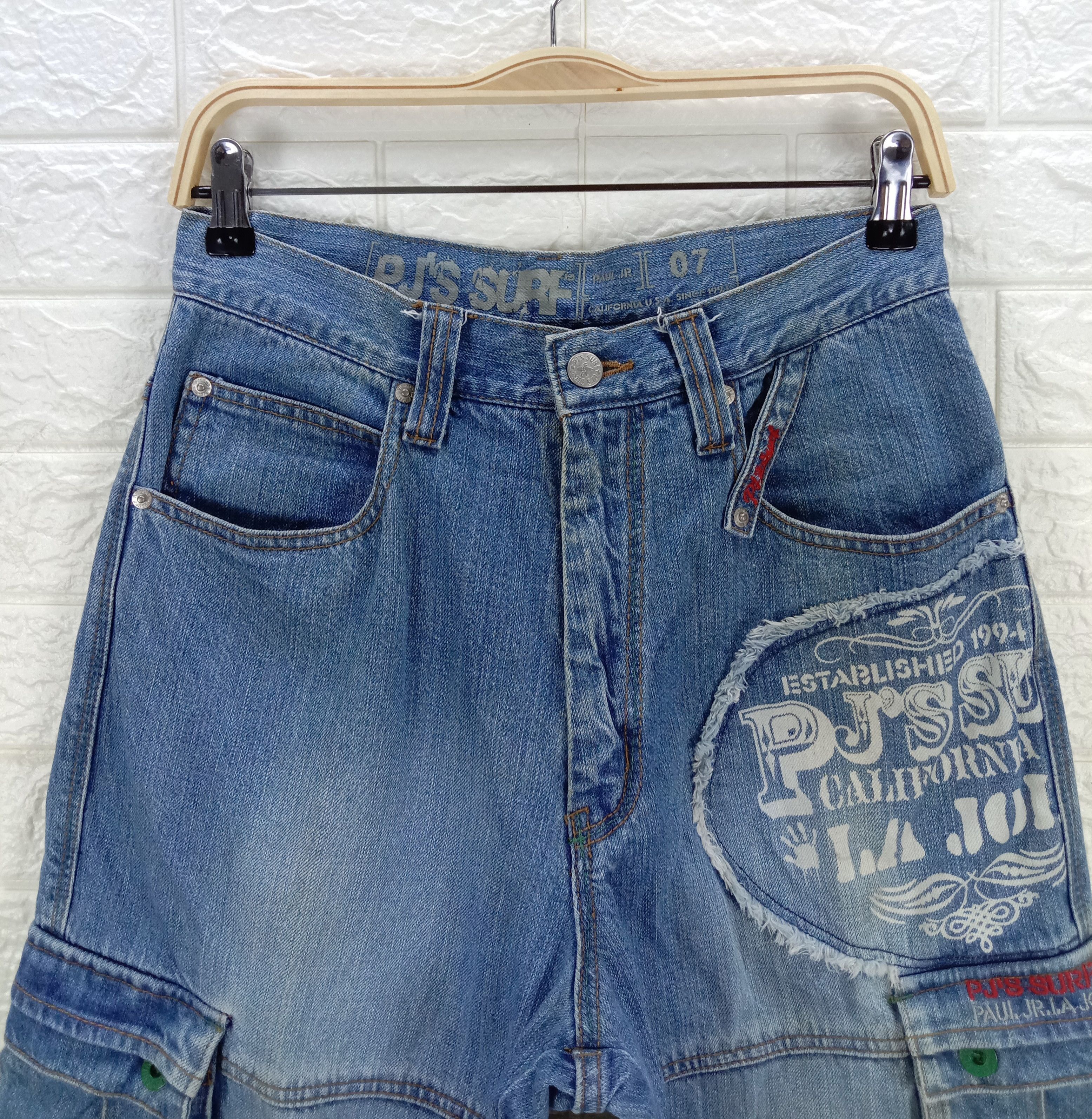 Japanese Brand Baggy Jeans PJ's Surf Wide Mutipocket Cargo Denim Size US 30 / EU 46 - 2 Thumbnail