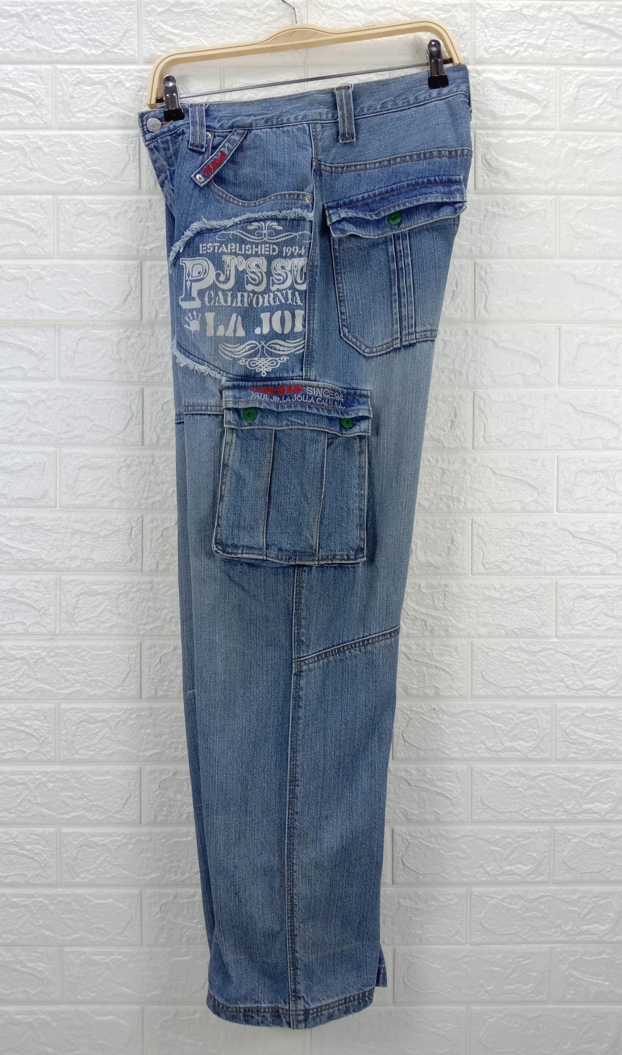 Japanese Brand Baggy Jeans PJ's Surf Wide Mutipocket Cargo Denim Size US 30 / EU 46 - 10 Thumbnail