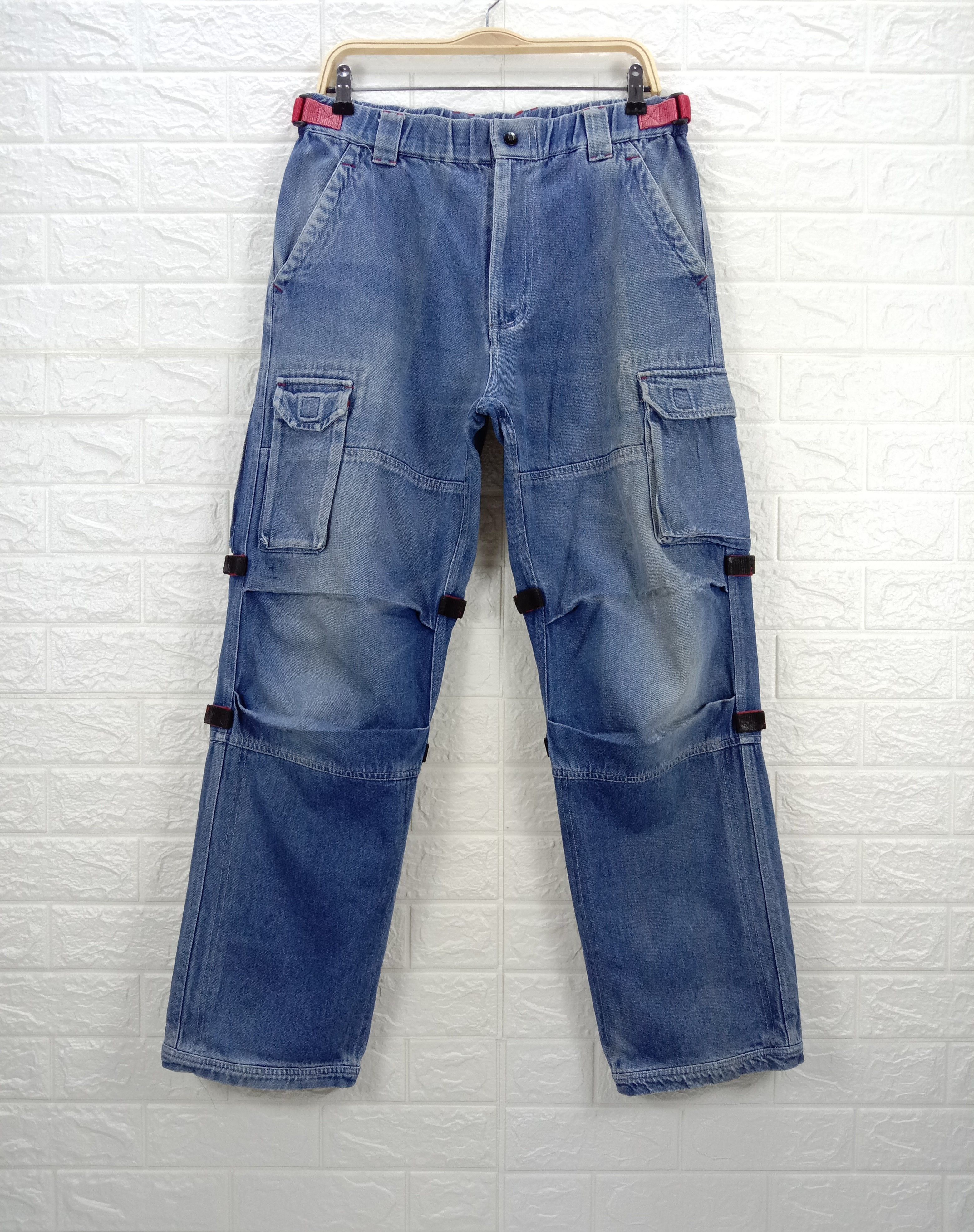 Vintage Japanese Wide Multi Pocket Cargo Baggy Jeans