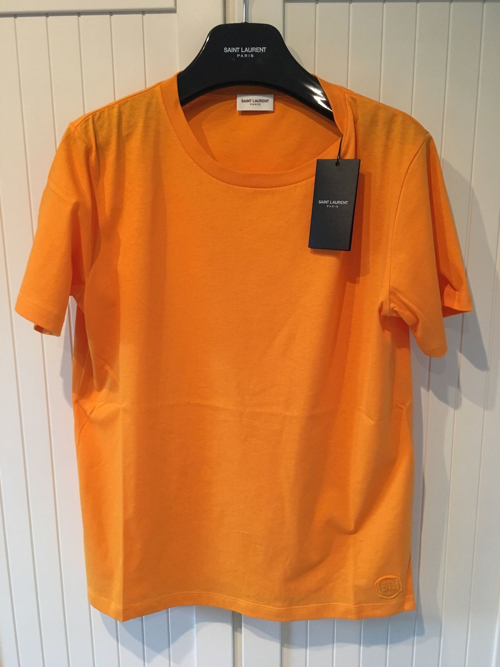 image of Saint Laurent Paris Ss'18 T-Shirt In Cotton Jersey in Orange, Men's (Size Small)