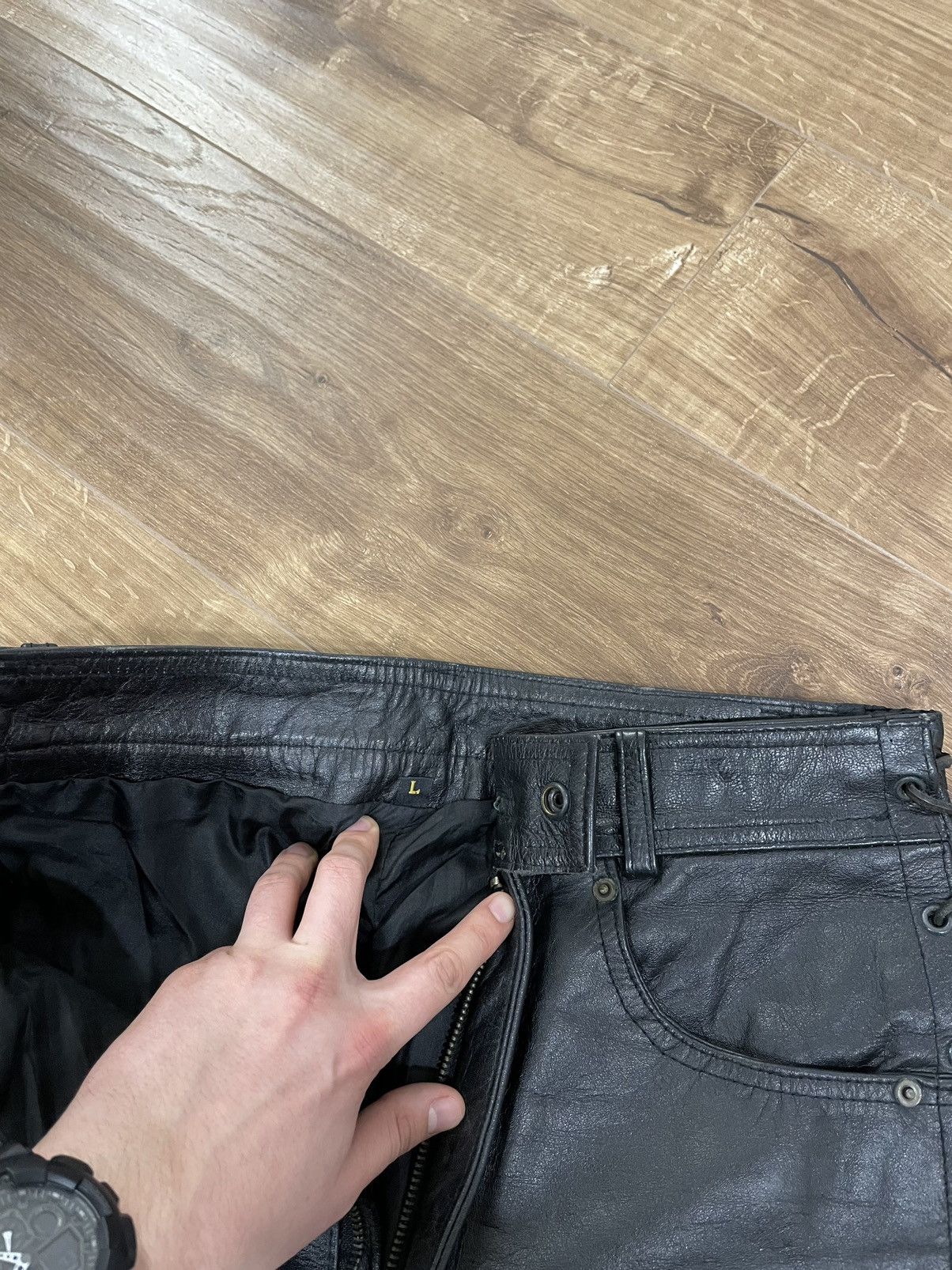 Genuine Leather Vintage Genuine Leather Black Cowboy Leather Pants Size 32 Size US 32 / EU 48 - 7 Thumbnail