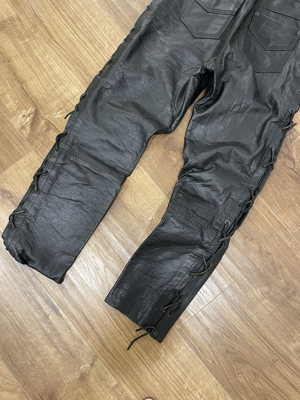 Genuine Leather Vintage Genuine Leather Black Cowboy Leather Pants Size 32 Size US 32 / EU 48 - 9 Thumbnail
