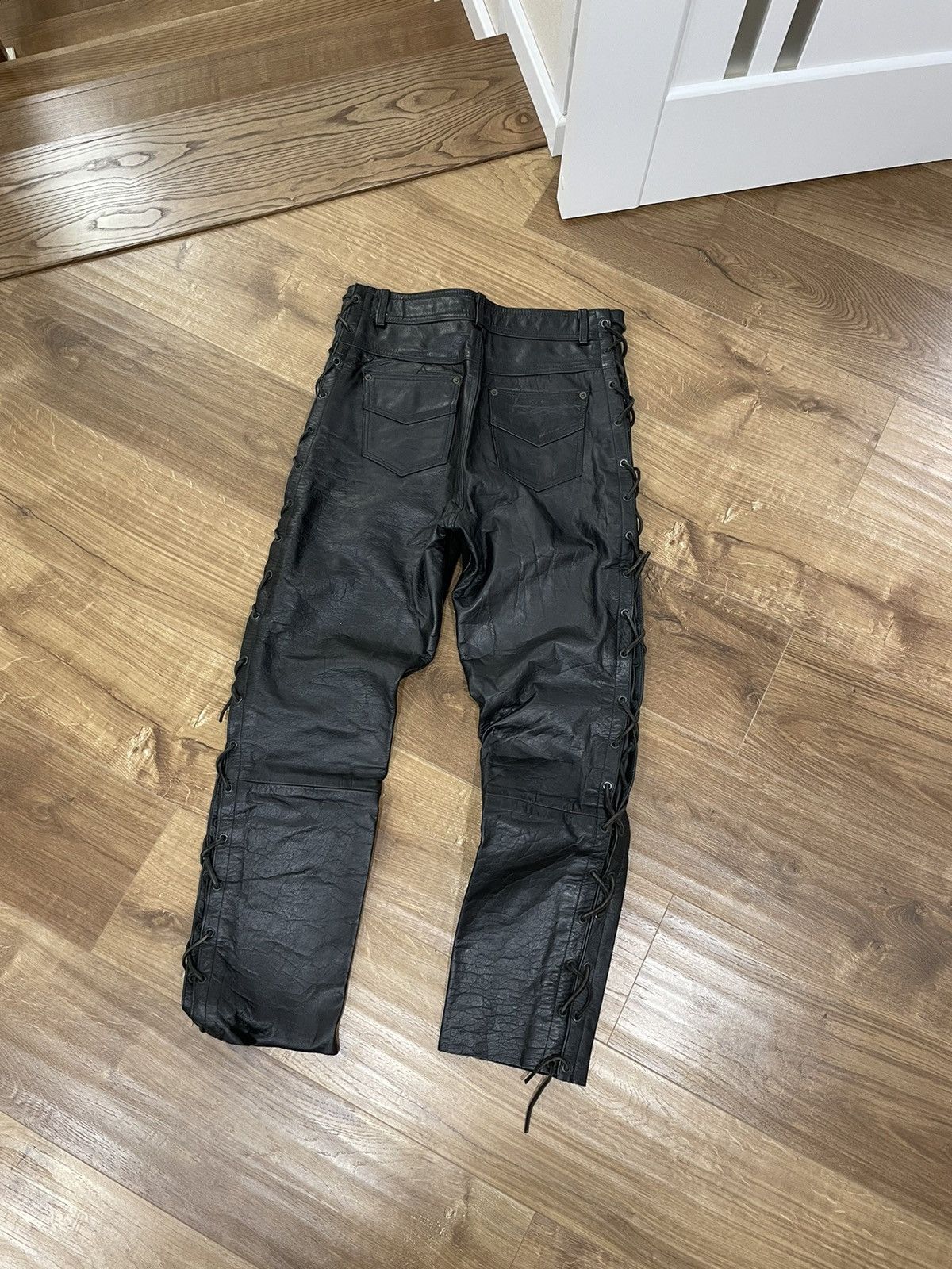 Genuine Leather Vintage Genuine Leather Black Cowboy Leather Pants Size 32 Size US 32 / EU 48 - 8 Thumbnail