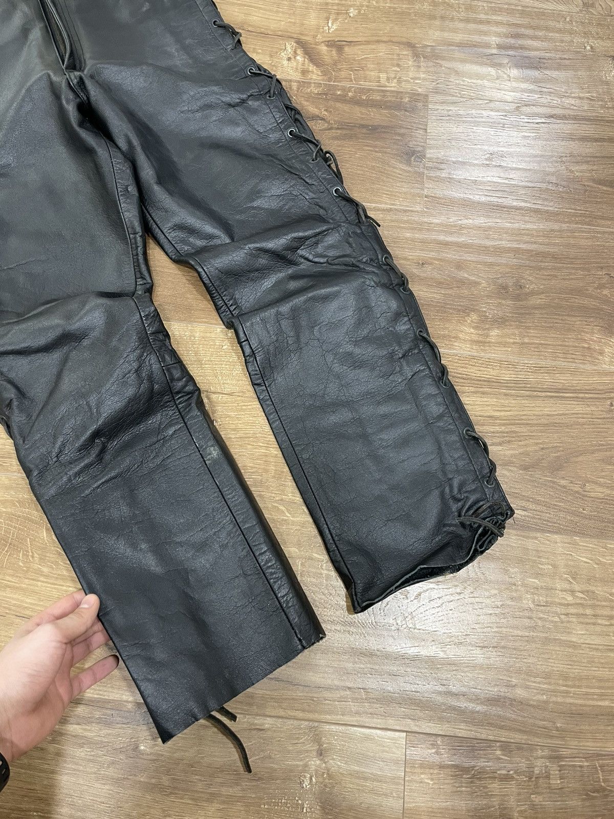 Genuine Leather Vintage Genuine Leather Black Cowboy Leather Pants Size 32 Size US 32 / EU 48 - 4 Thumbnail