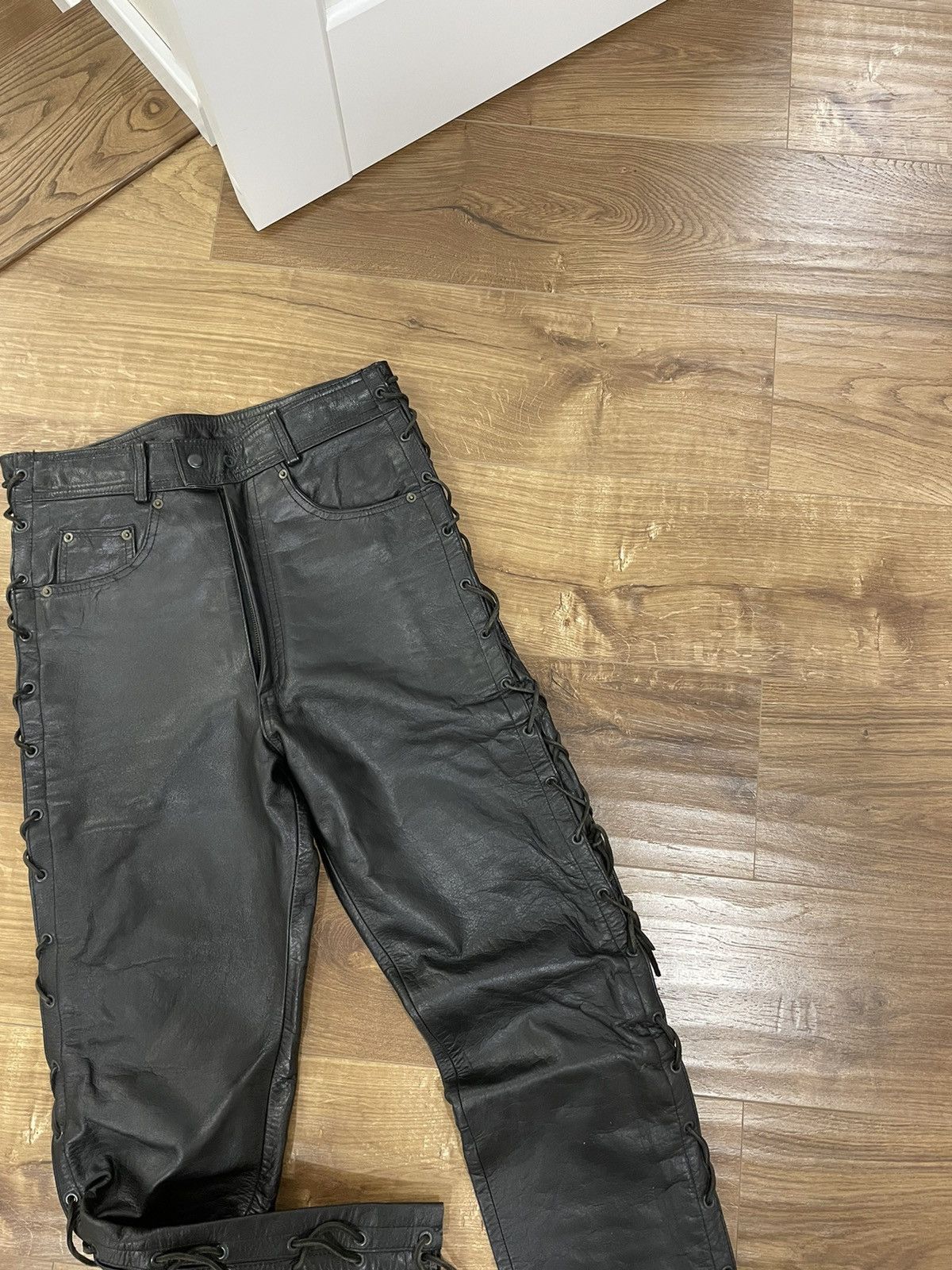 Genuine Leather Vintage Genuine Leather Black Cowboy Leather Pants Size 32 Size US 32 / EU 48 - 3 Thumbnail