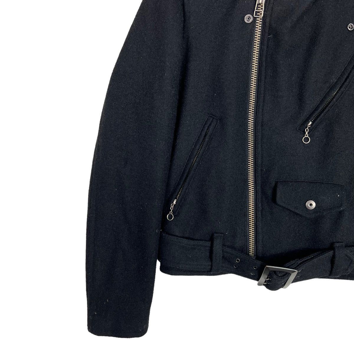 Japanese Brand 🔥 GREEN LABEL RELAXING WOOL DOUBLE COLAR RIDER MOTO JACKET Size US S / EU 44-46 / 1 - 4 Thumbnail