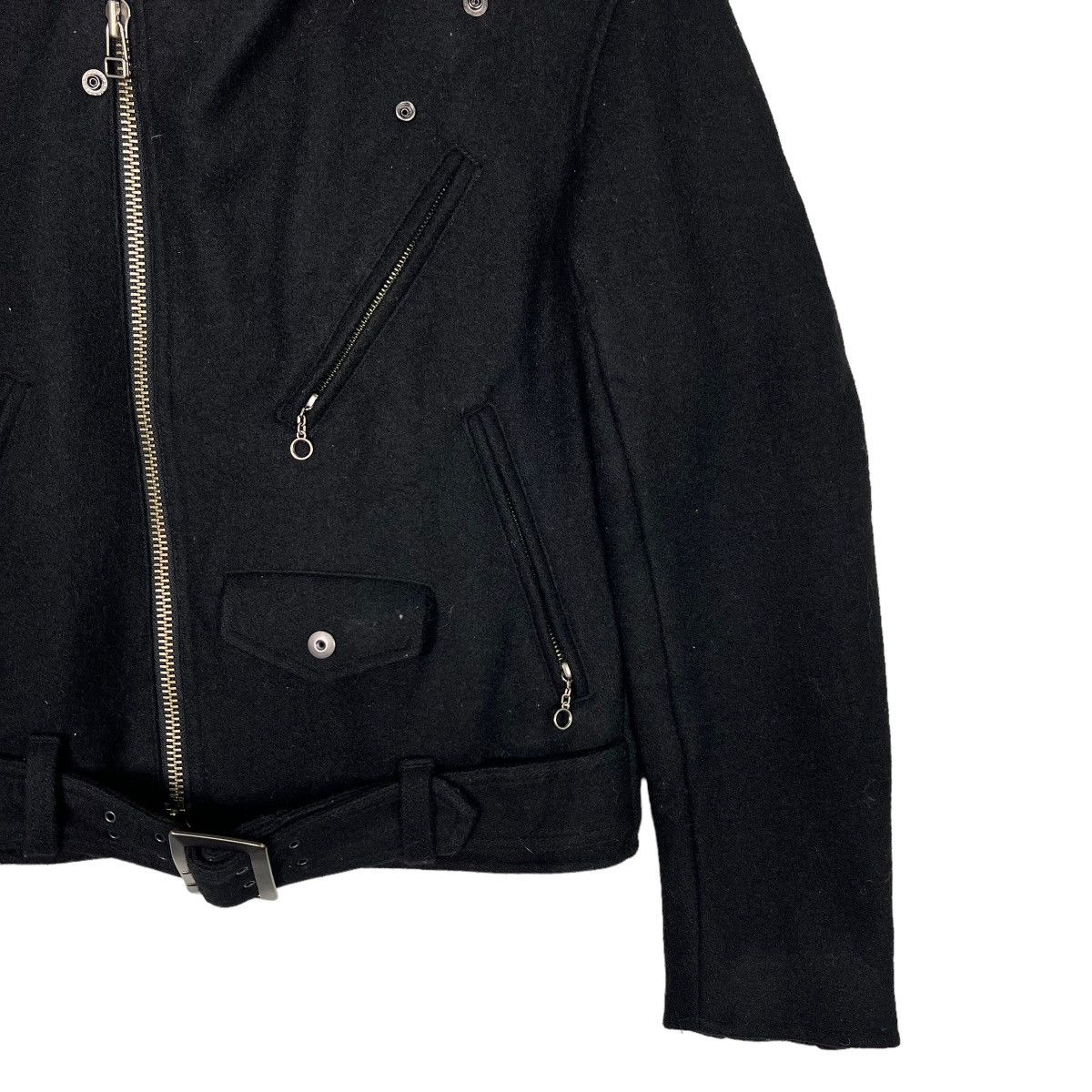 Japanese Brand 🔥 GREEN LABEL RELAXING WOOL DOUBLE COLAR RIDER MOTO JACKET Size US S / EU 44-46 / 1 - 5 Thumbnail
