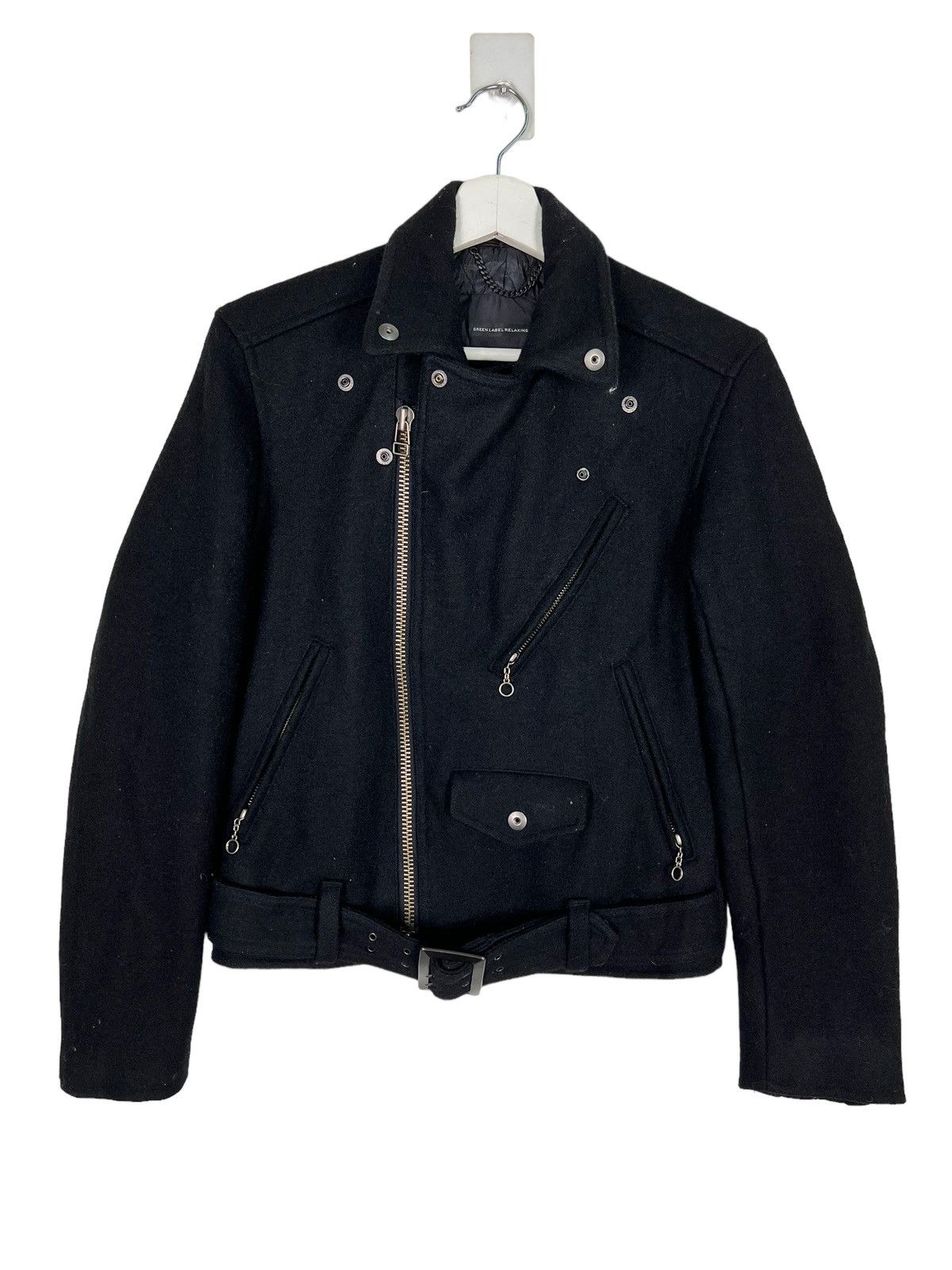 Japanese Brand 🔥 GREEN LABEL RELAXING WOOL DOUBLE COLAR RIDER MOTO JACKET Size US S / EU 44-46 / 1 - 1 Thumbnail