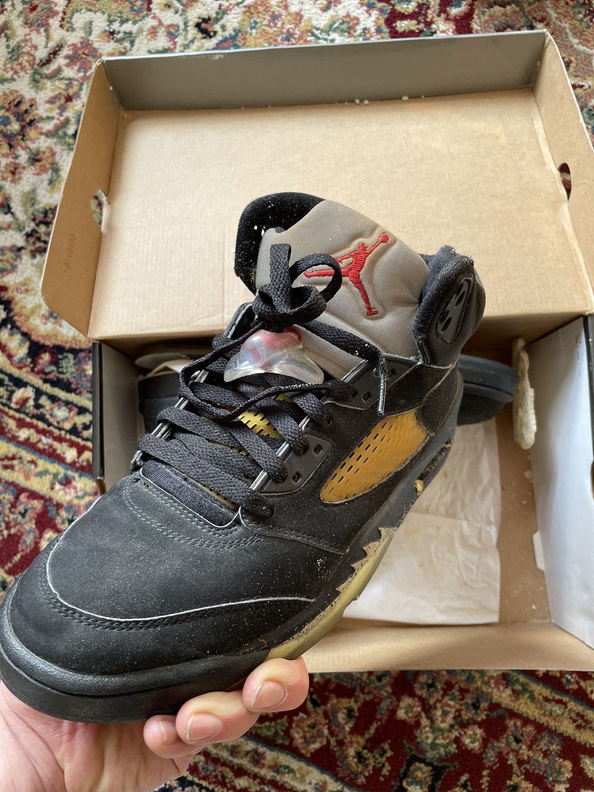 Jordan Brand × Nike × Vintage Air Jordan 5 Retro Metallic Black 2000 Size US 8 / EU 41 - 1 Thumbnail