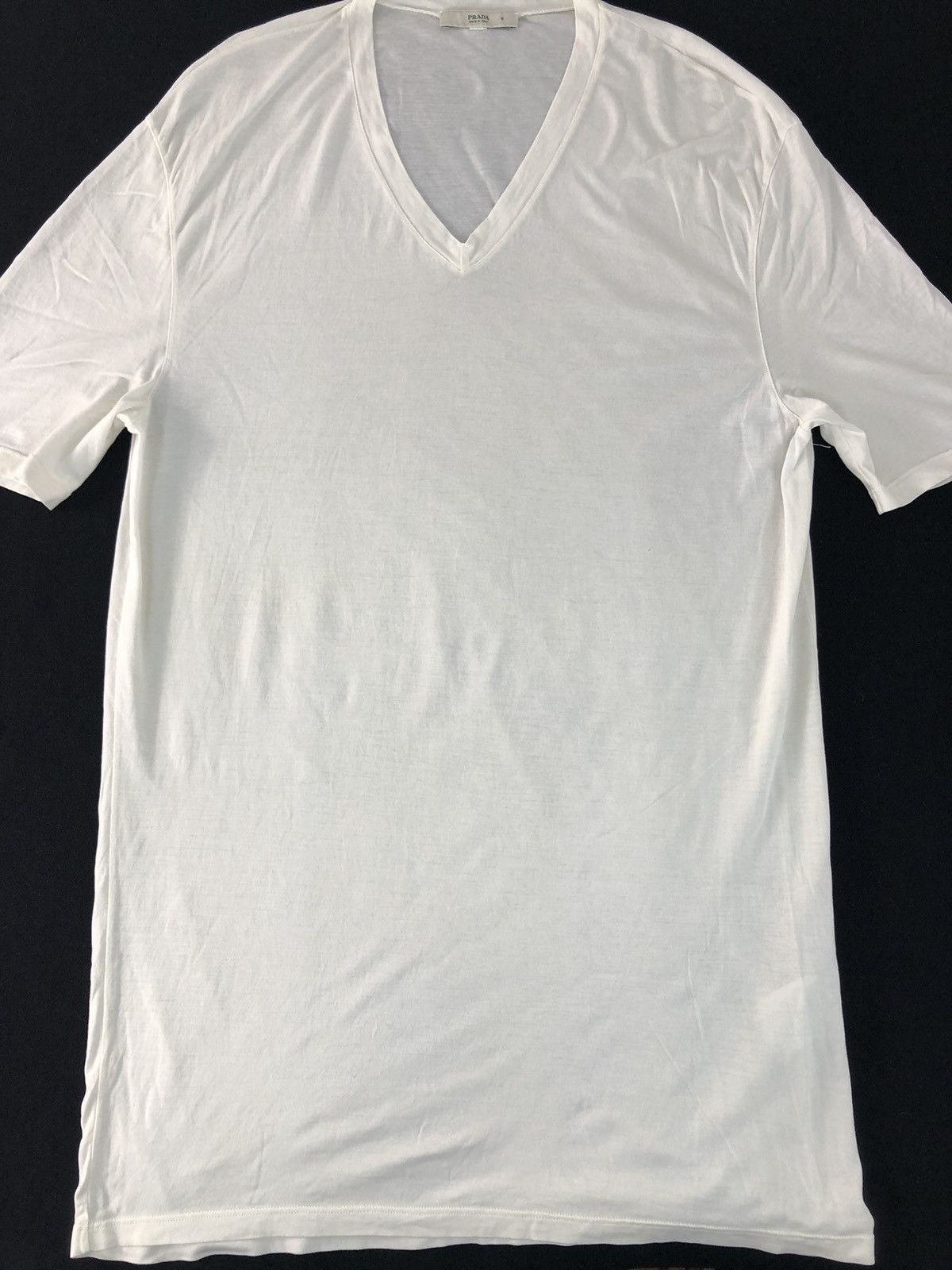 Prada Prada Italy Plain Inner Deep V Neck White Tee Size US M / EU 48-50 / 2 - 3 Thumbnail