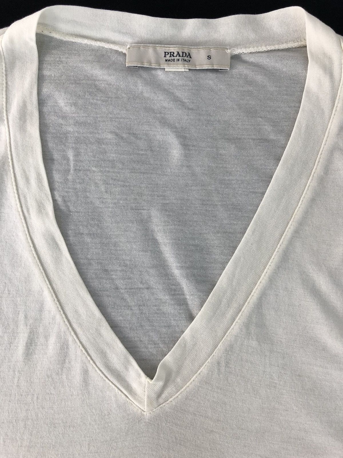 Prada Prada Italy Plain Inner Deep V Neck White Tee Size US M / EU 48-50 / 2 - 4 Thumbnail