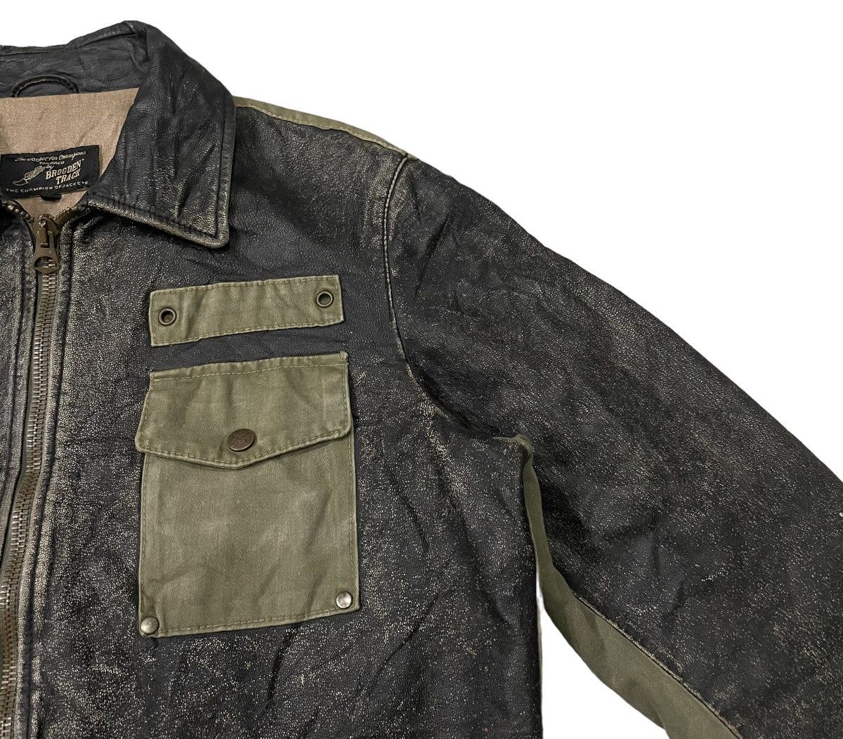 Japanese Brand Vintage Brogden Track Military Inspired Leather Jacket Size US S / EU 44-46 / 1 - 2 Thumbnail
