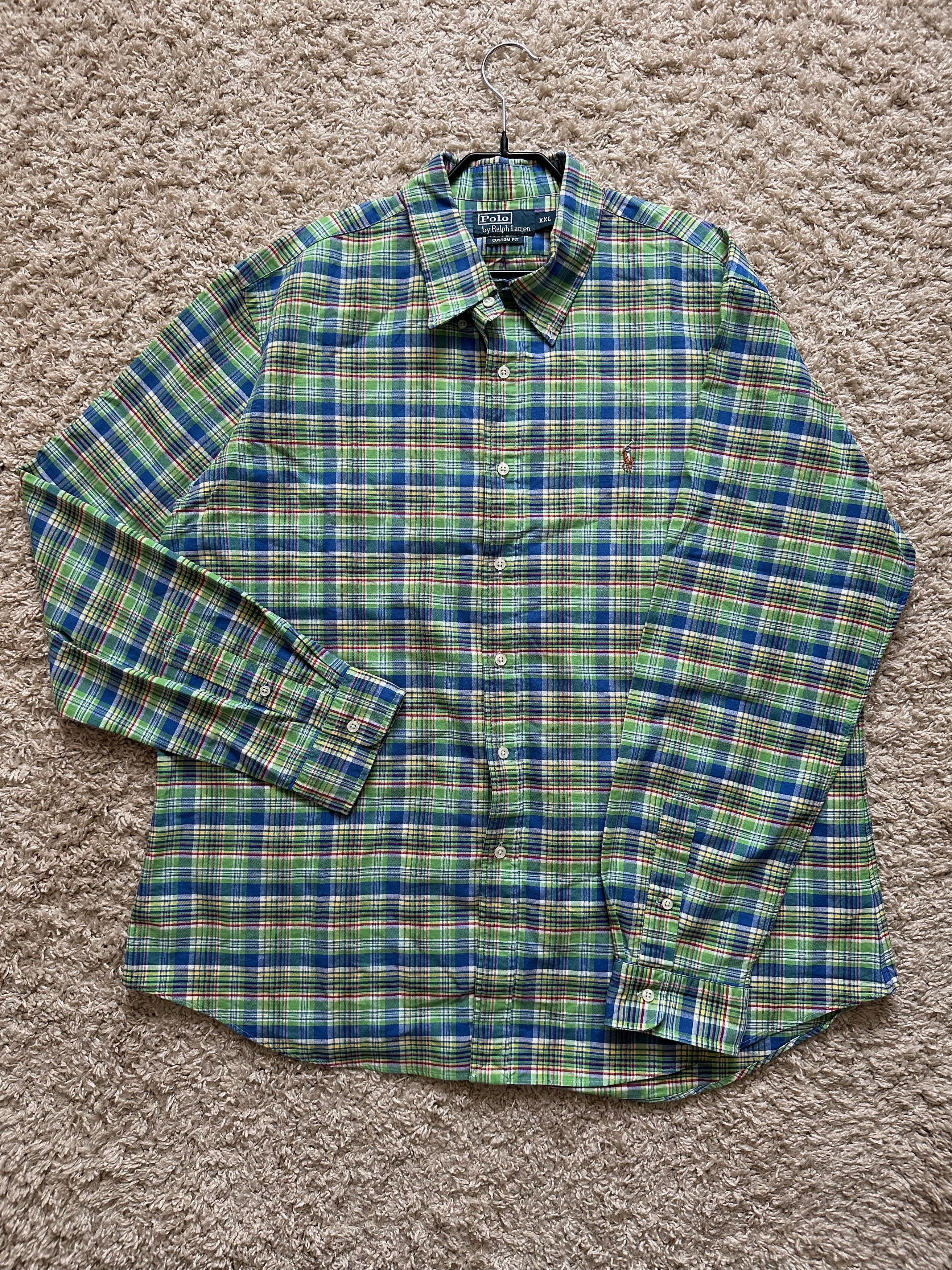 Polo Ralph Lauren Vintage Polo Ralph Lauren XXL Plaid Cotton Green SHirt Size US XXL / EU 58 / 5 - 9 Thumbnail