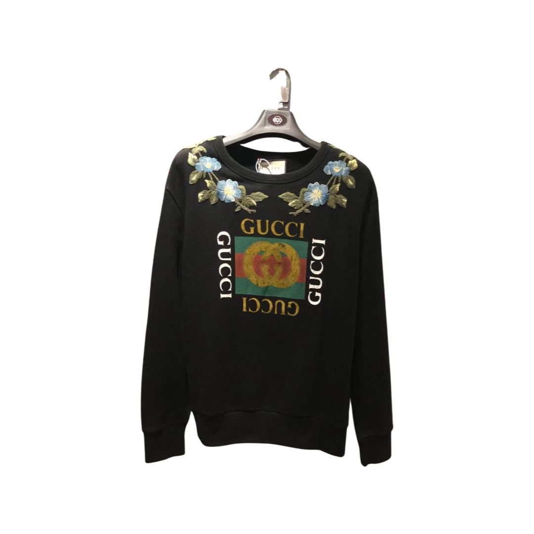 Gucci Flower embroidery logo loved crewneck sweatshirt Size US M / EU 48-50 / 2 - 1 Thumbnail