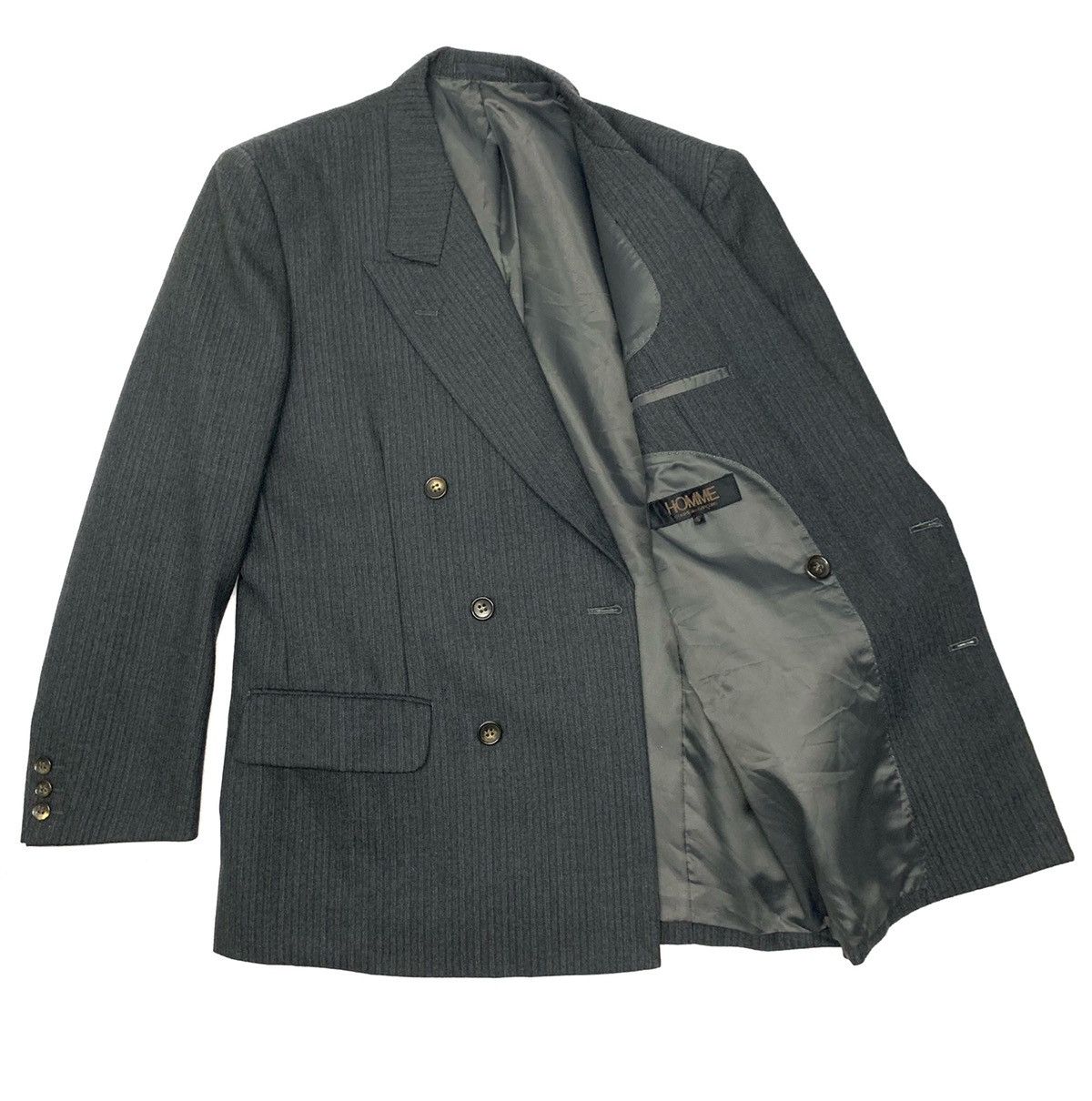 Comme des Garcons × Comme des Garcons Homme Plus × Japanese Brand 🇯🇵 Vintage 80s Comme Des Garcons HOMME Military Striped Coat Size US S / EU 44-46 / 1 - 15 Thumbnail