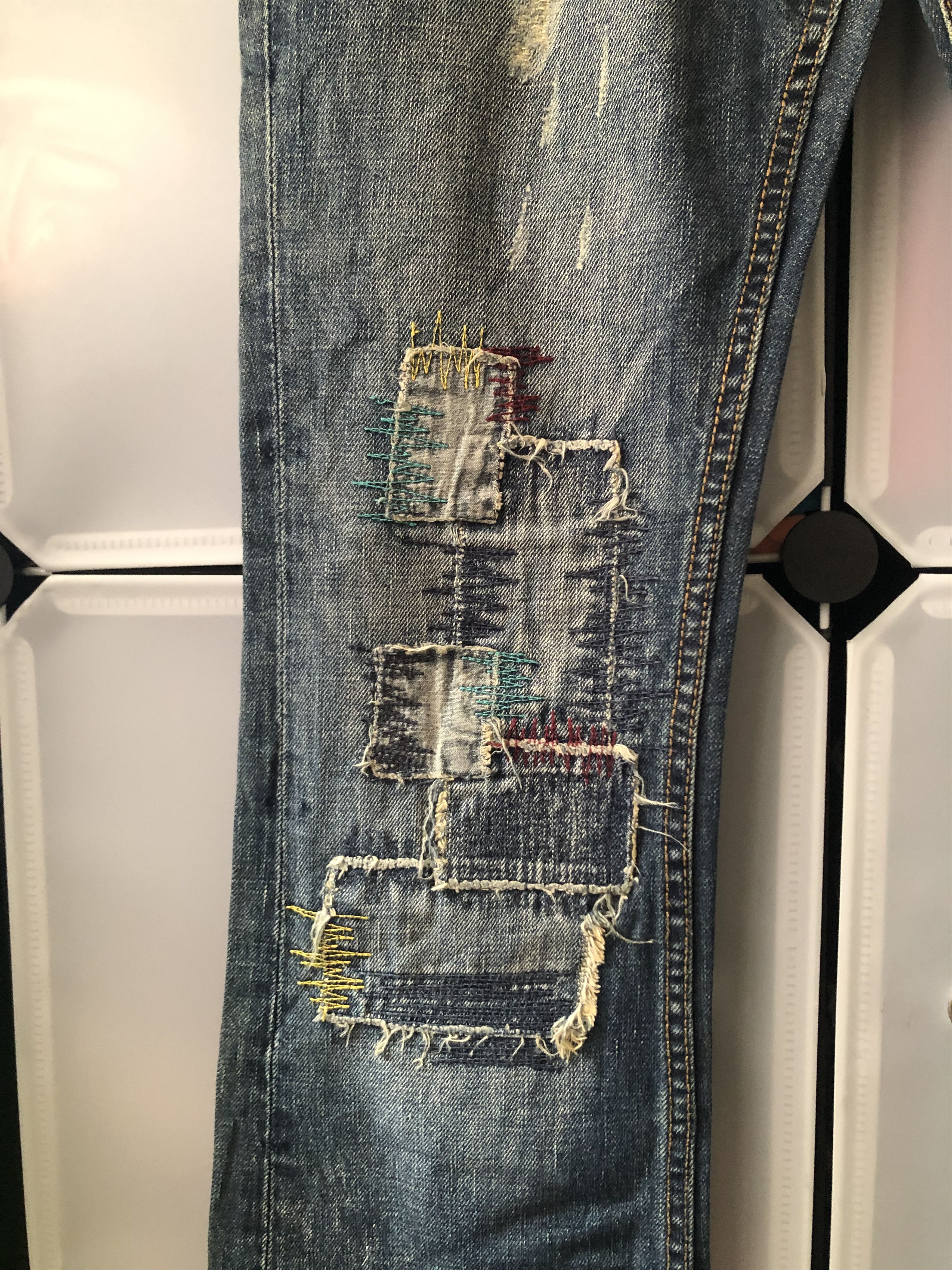 Japanese Brand La:ri Patchwork Shashiko Denim pants Size US 30 / EU 46 - 5 Thumbnail