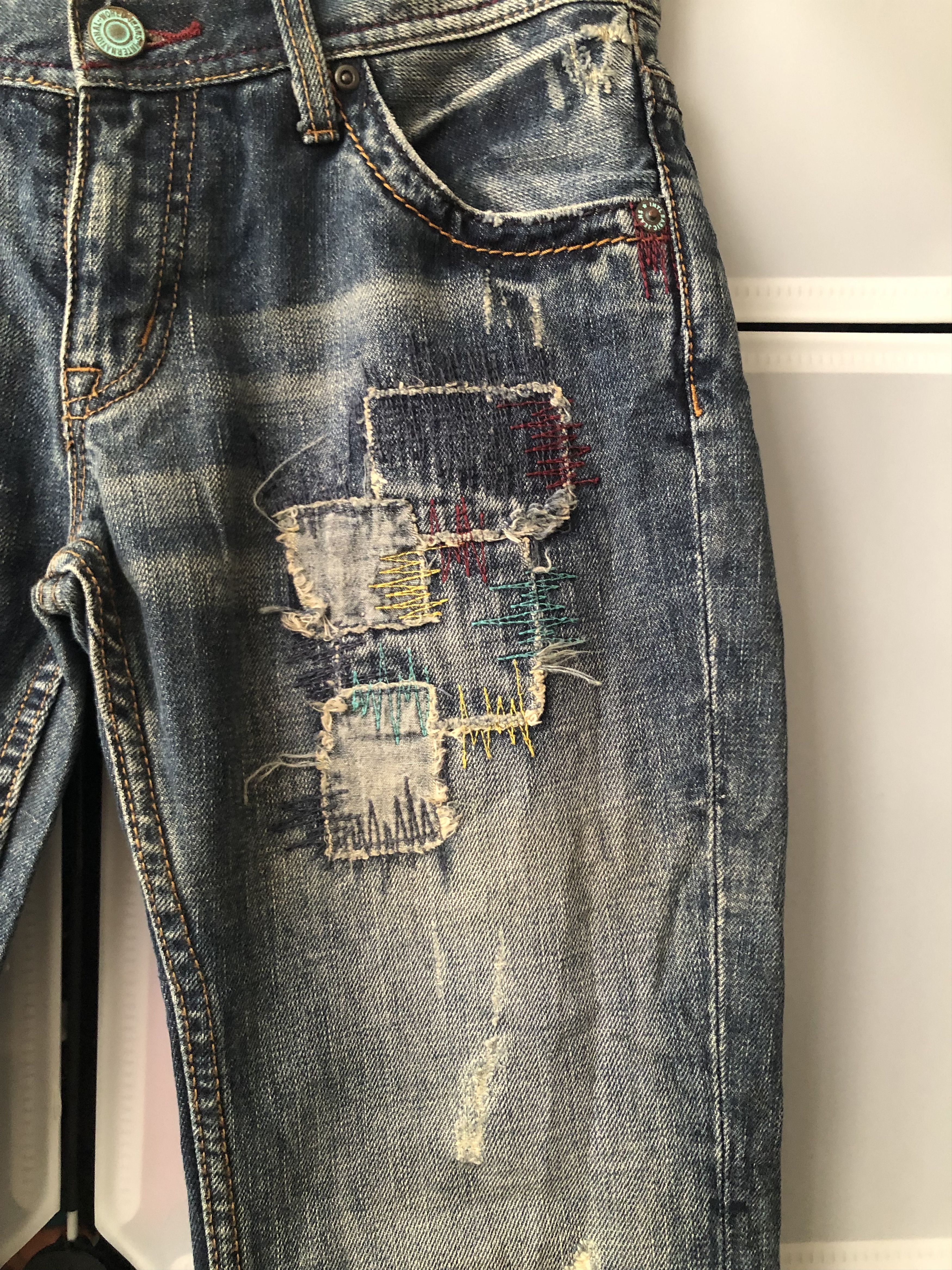 Japanese Brand La:ri Patchwork Shashiko Denim pants Size US 30 / EU 46 - 6 Thumbnail