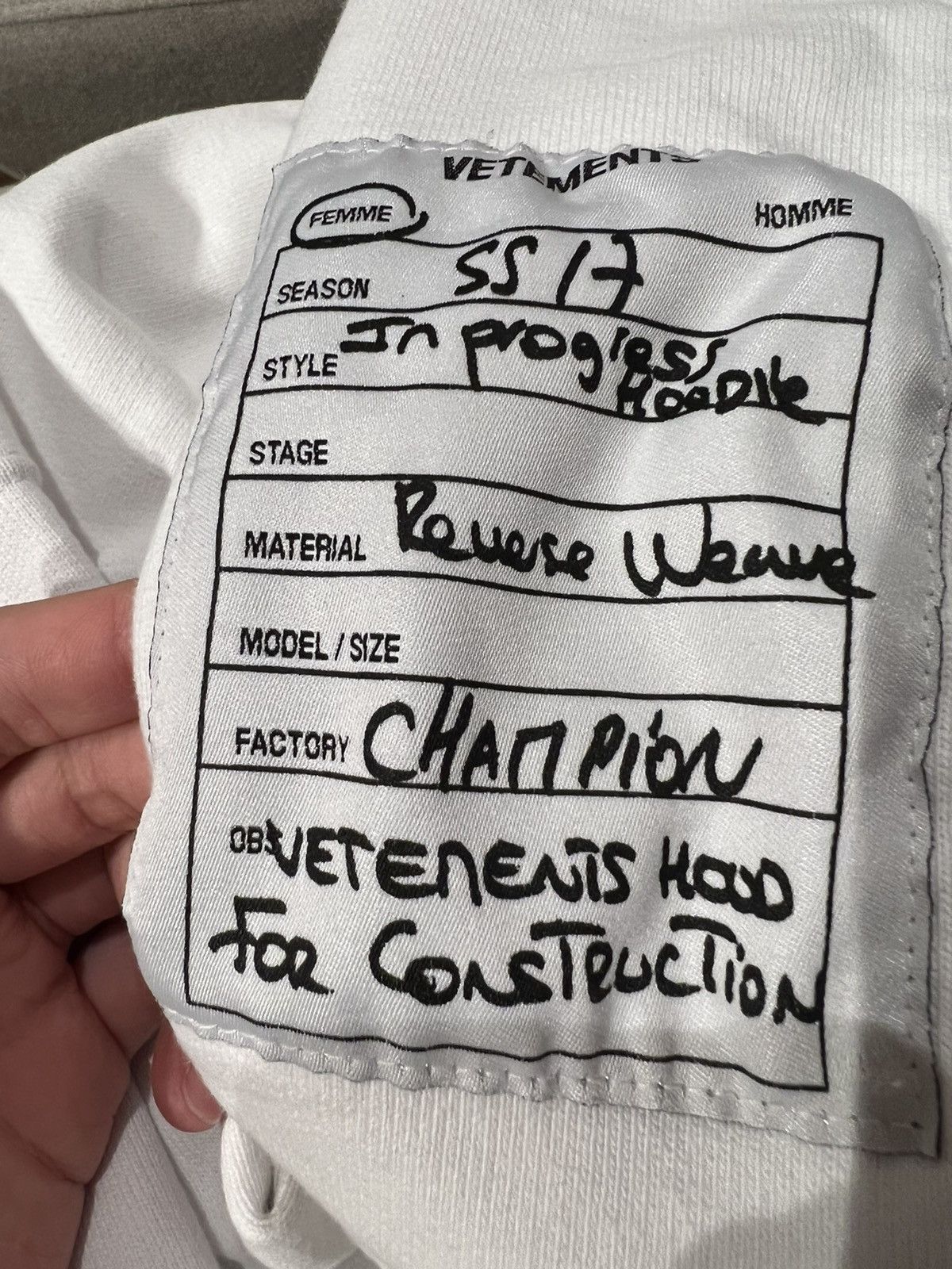 Champion × Vetements In progress zip up hoodie white Size US XS / EU 42 / 0 - 9 Thumbnail