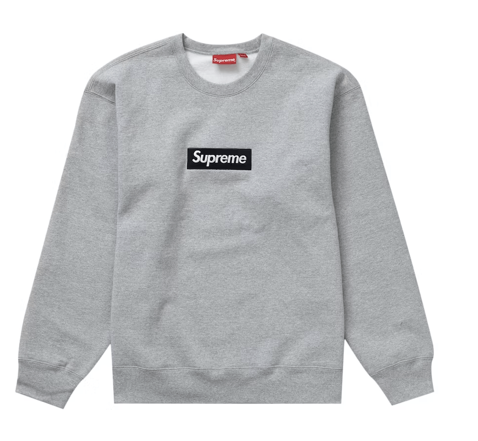 image of Supreme Box Logo Crewneck (Fw22) Heather Grey, Men's (Size XL)