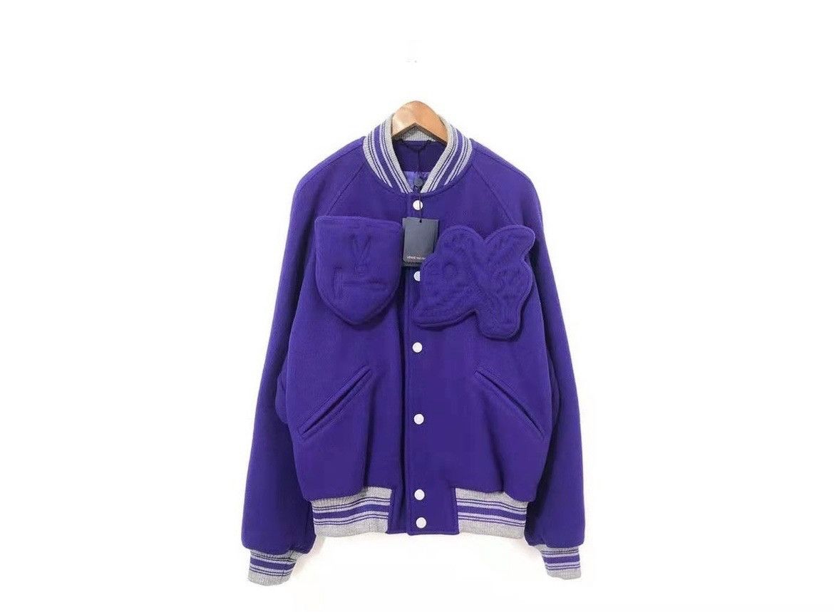 Louis Vuitton × Virgil Abloh Asia exclusive purple baseball varsity jacket Size US M / EU 48-50 / 2 - 1 Thumbnail