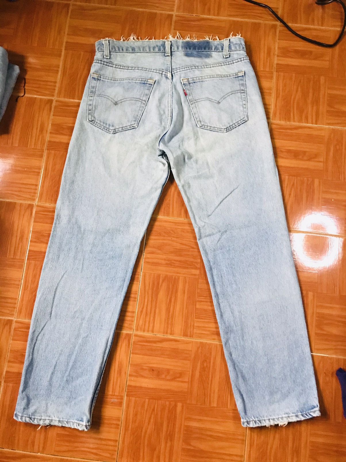 Levi's Vintage Light Wash Distressed Denim Jeans – Frayed Waist Size US 34 / EU 50 - 2 Thumbnail