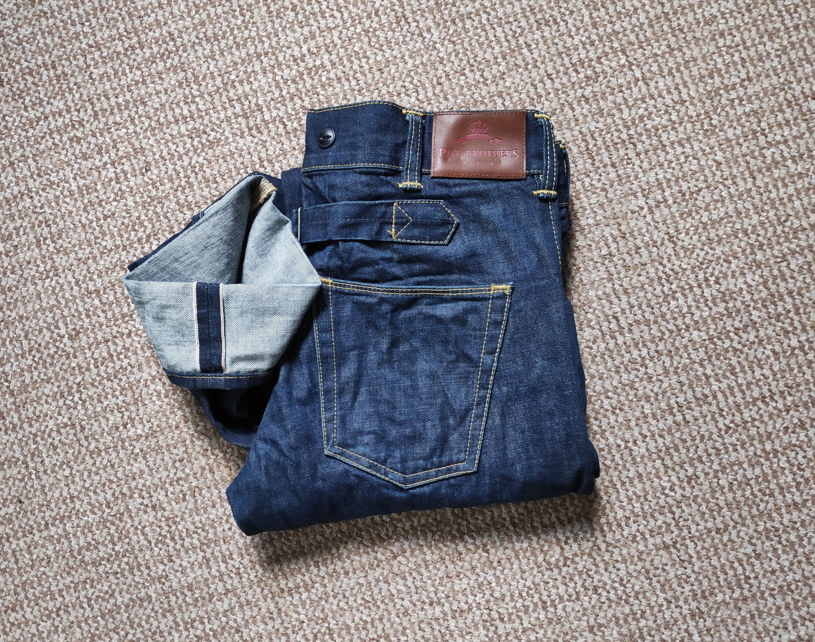 image of Chopper Pants Selvedge Back Cinch Denim Jeans in Blue, Men's (Size 33)