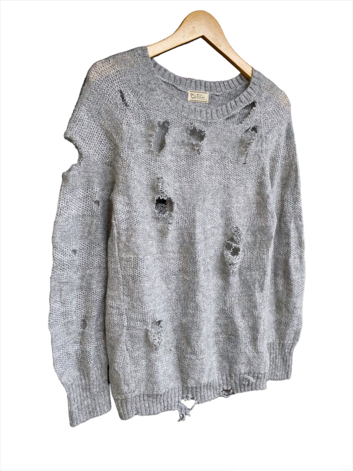 20471120 × Beauty Beast × Hysteric Glamour Japanese Mohair Blend Disstressed Grunge Stripe Knit Sweater Size US S / EU 44-46 / 1 - 2 Thumbnail
